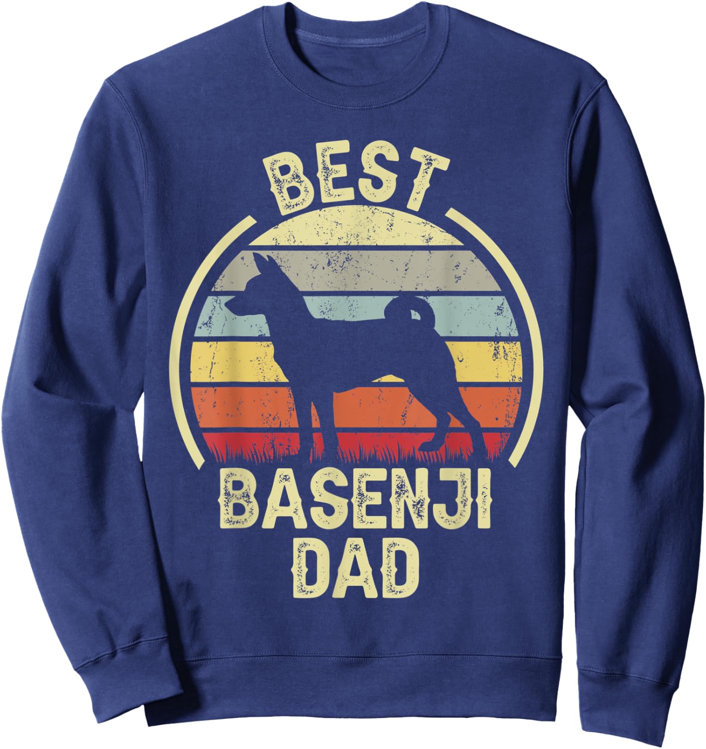 Best Dog Father Dad - Vintage Basenji Sweatshirt - Sweatshirt | Navy