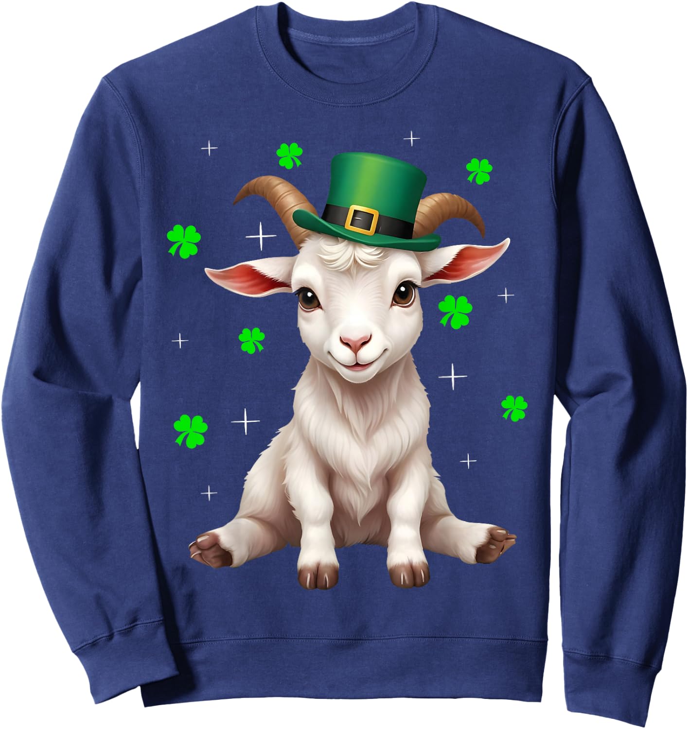 Irish Shamrock Leprechaun Hat Goat St Patrick's Day Sweatshirt - Sweatshirt | Navy