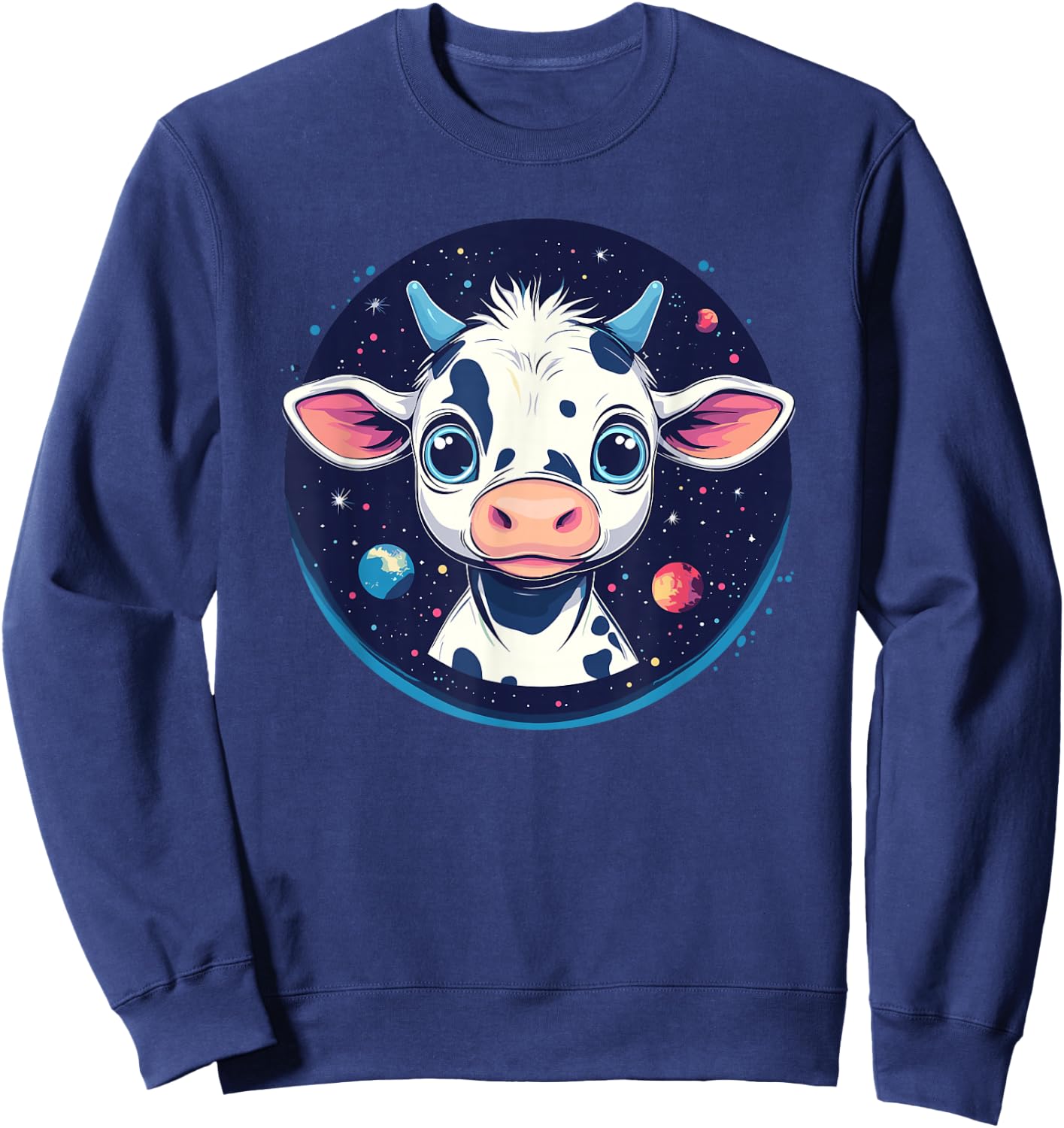 Cute Space Cow Planetary Explorer Sweatshirt - Sweatshirt | Navy