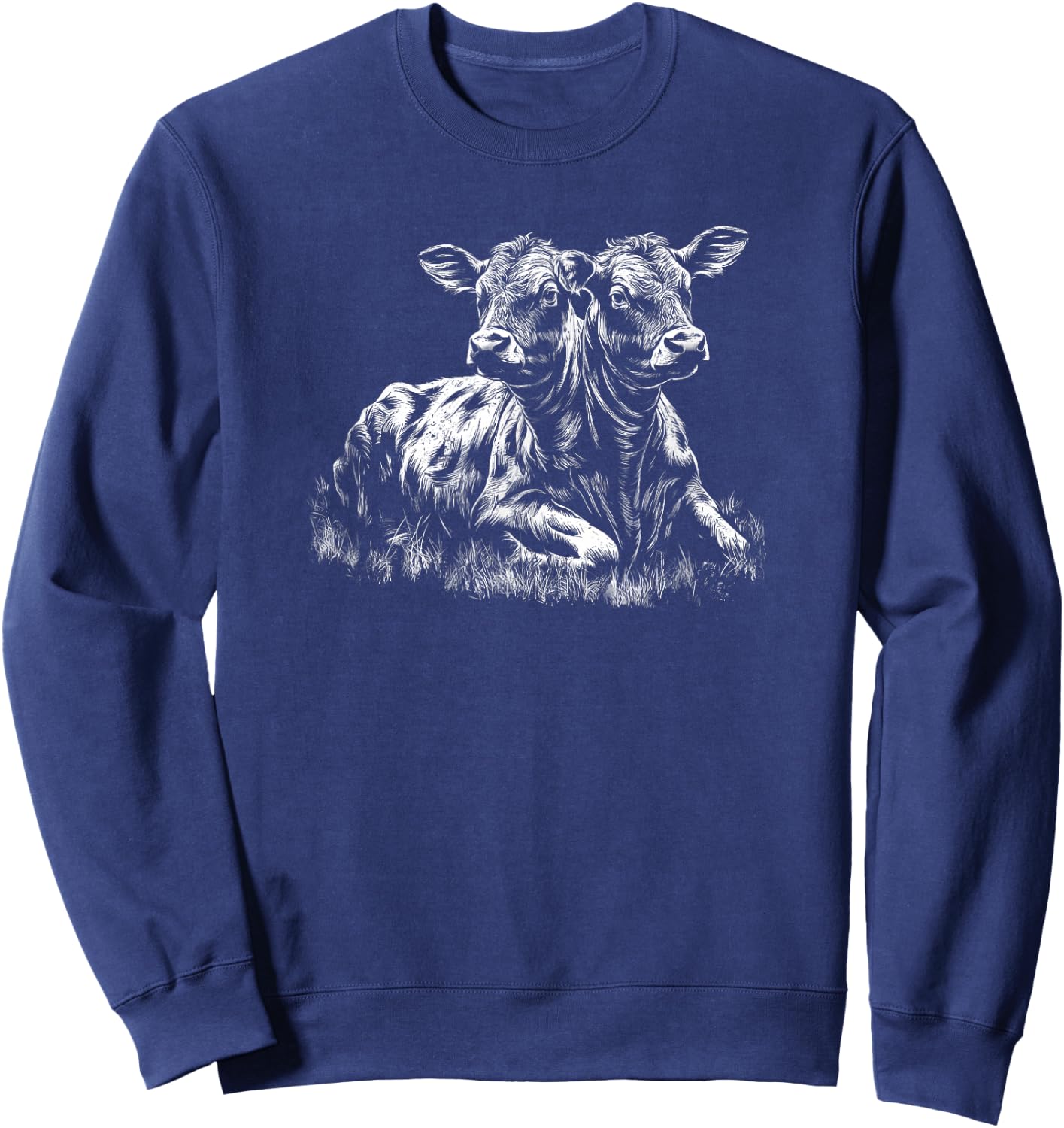 Two Headed Calf With Two Heads Creepy Cow Lovers Sweatshirt - Sweatshirt | Navy