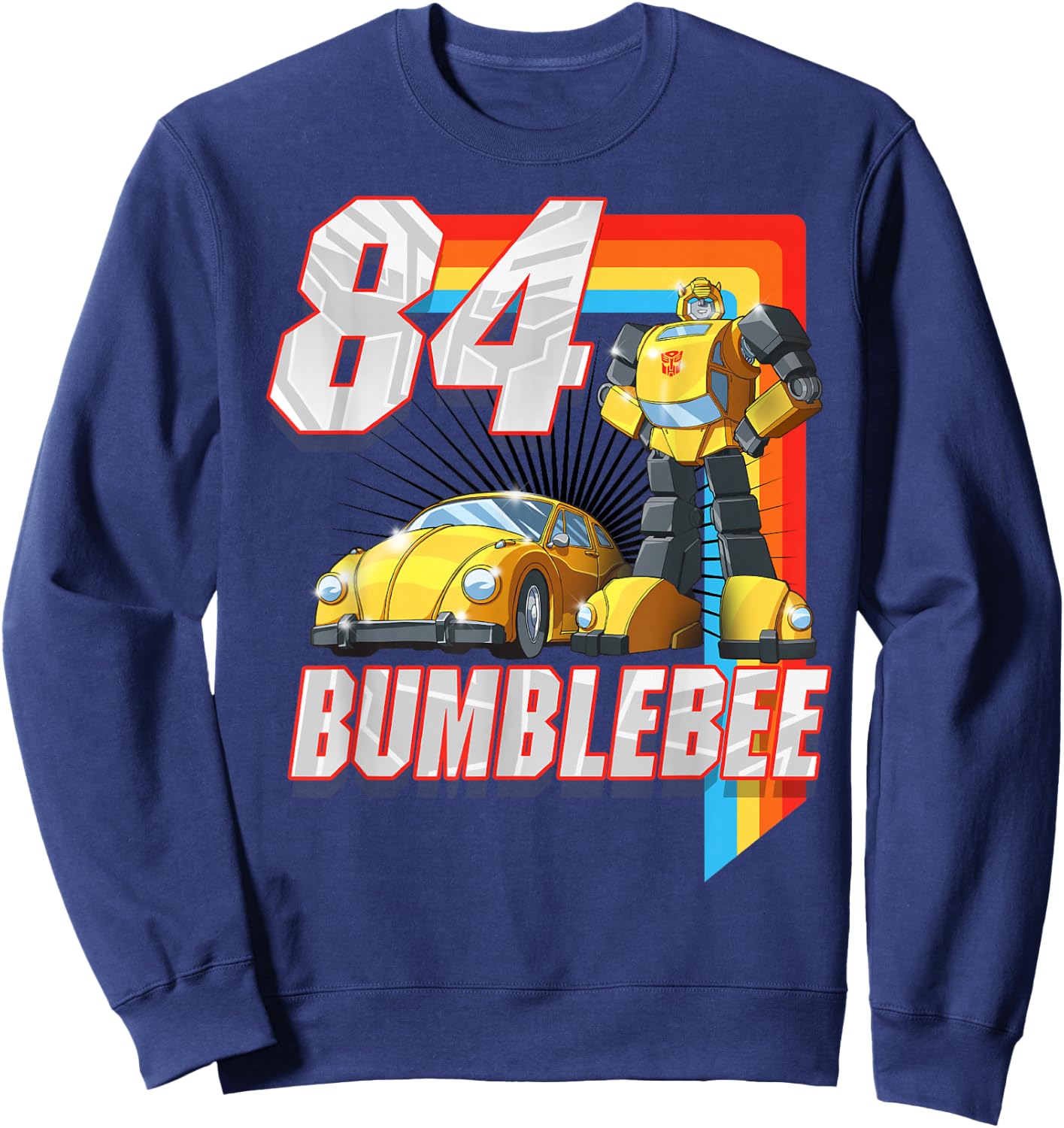 Transformers Bumblebee '84 Retro Rainbow Stripe Sweatshirt - Sweatshirt | Navy