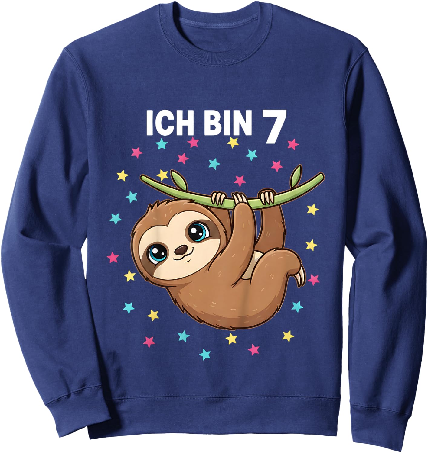 Ich Bin 7 - Süßes Faultier Kindergeburtstag Junge Mädchen Sweatshirt - Sweatshirt | Navy