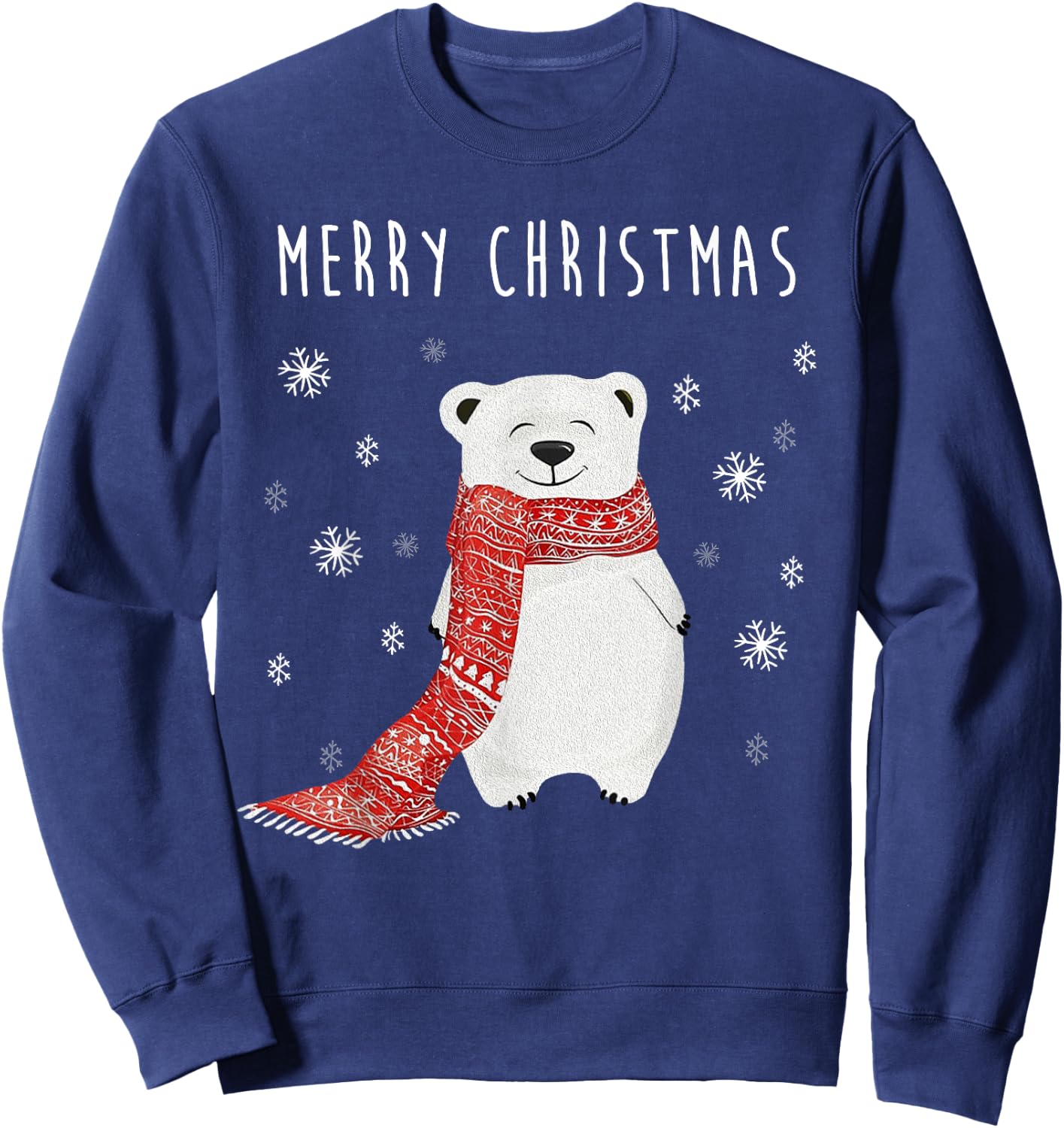 Cute Polar Bear Scarf Merry Christmas Xmas Holidays Gift Sweatshirt - Sweatshirt | Navy