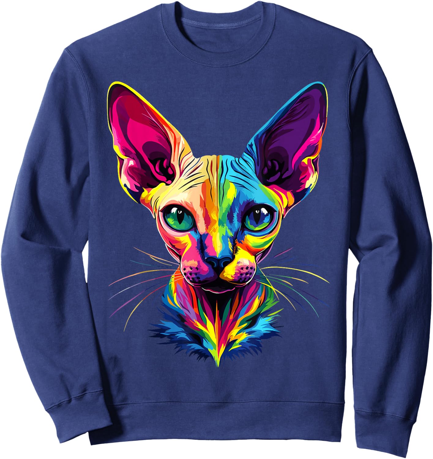 Sphynx Cat Sphynx Cat Canadian Cat Sweet Cats Sphynx , Black, S Sweatshirt - Sweatshirt | Navy
