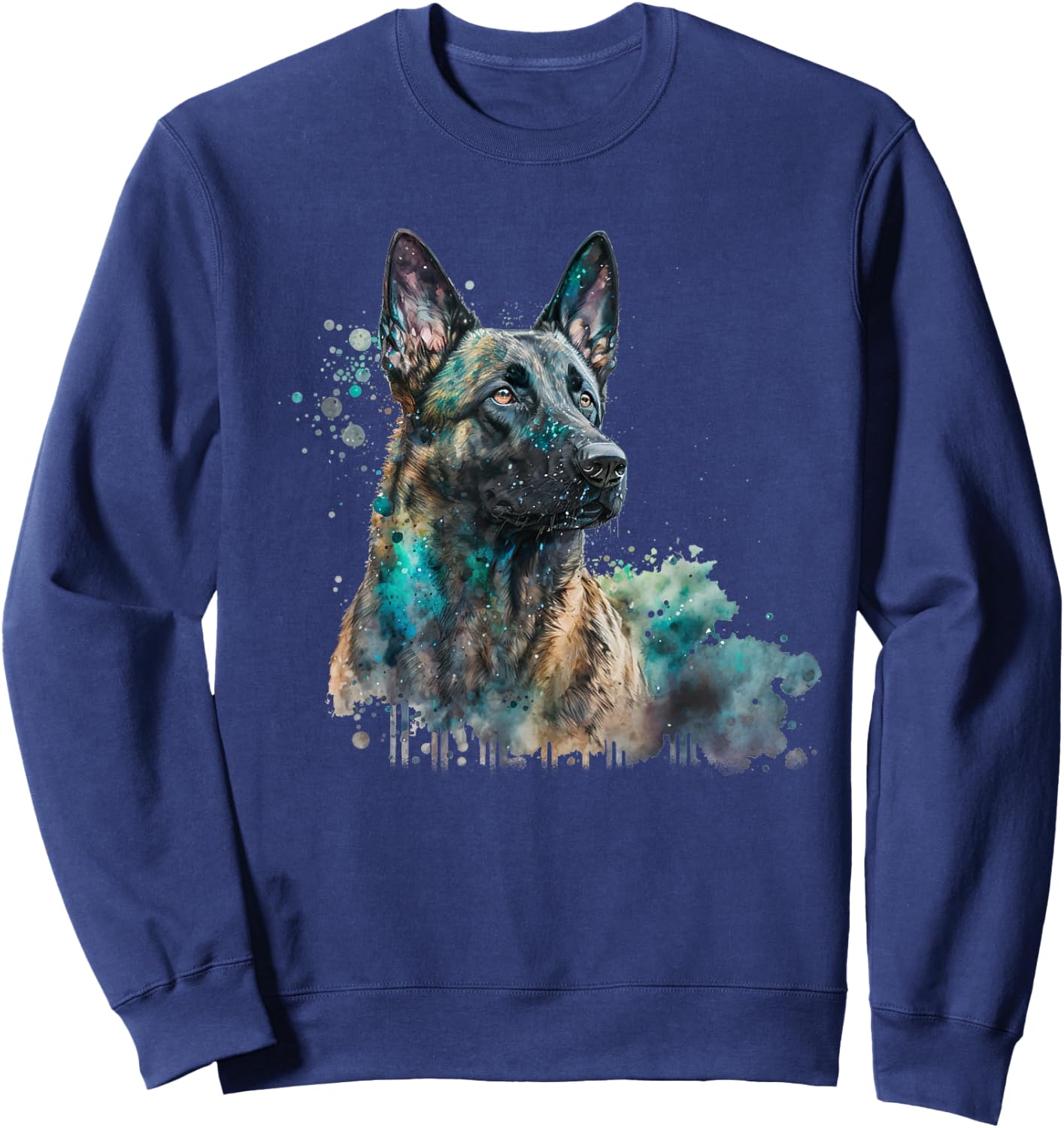 Watercolor splash dutchie hollandse herder dutch shepherd Sweatshirt - Sweatshirt | Navy