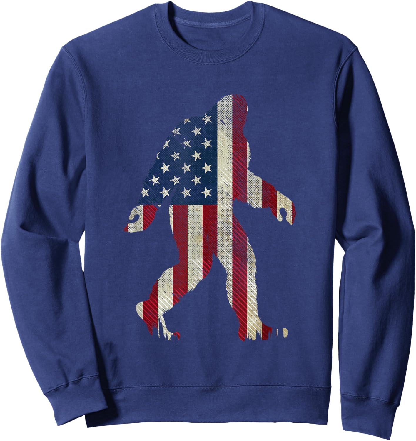 Patriotic Bigfoot 4th of July American Flag Funny Sasquatch Kids Men Sweatshirt - Sweatshirt | Navy