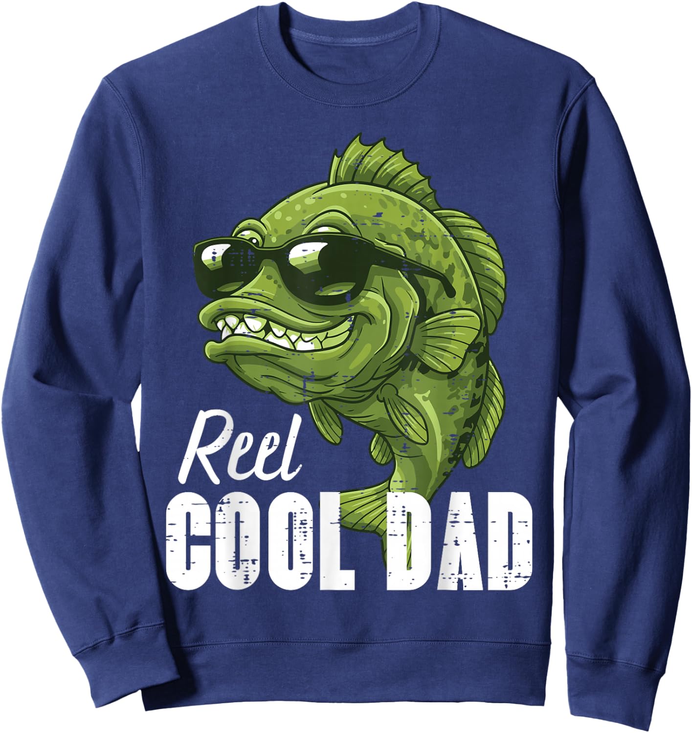 Fathers Day Fishing Reel Cool Dad Fun Bass Papa Daddy Angler Sweatshirt - Sweatshirt | Navy