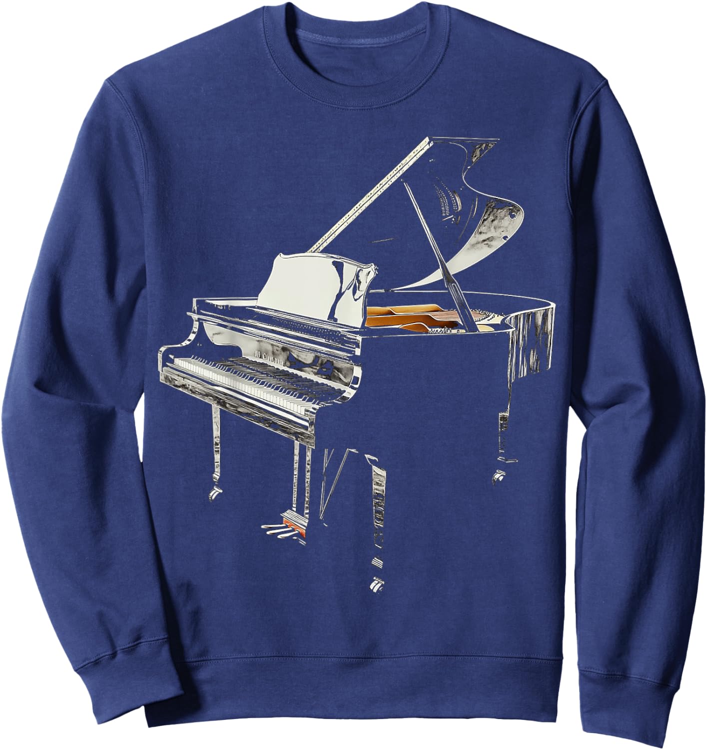 Grand Piano Music Instrument Motif Illustration Grand Piano Sweatshirt - Sweatshirt | Navy
