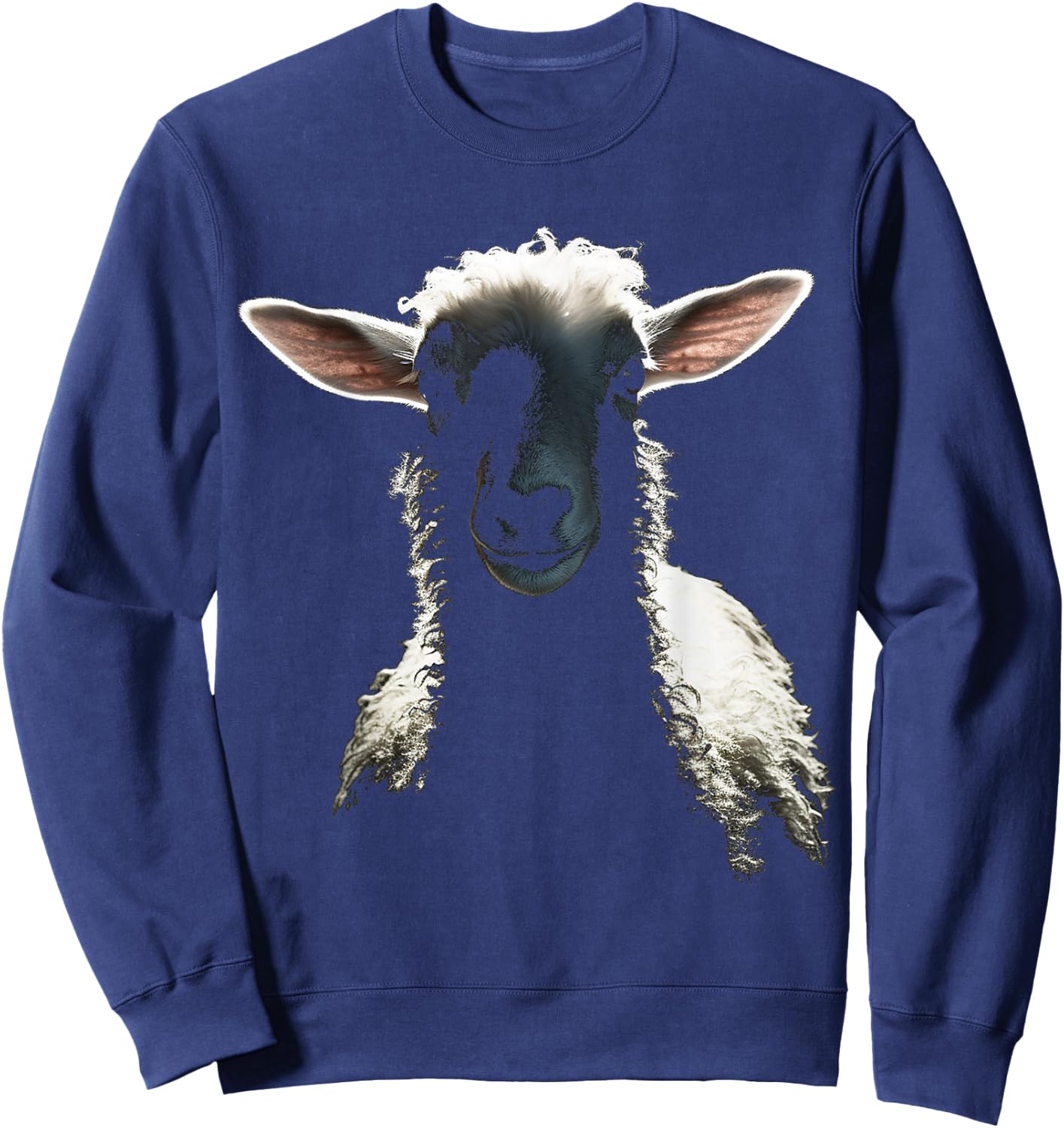 Sheep Portrait Animal Motif Illustration Sheep Sweatshirt - Sweatshirt | Navy