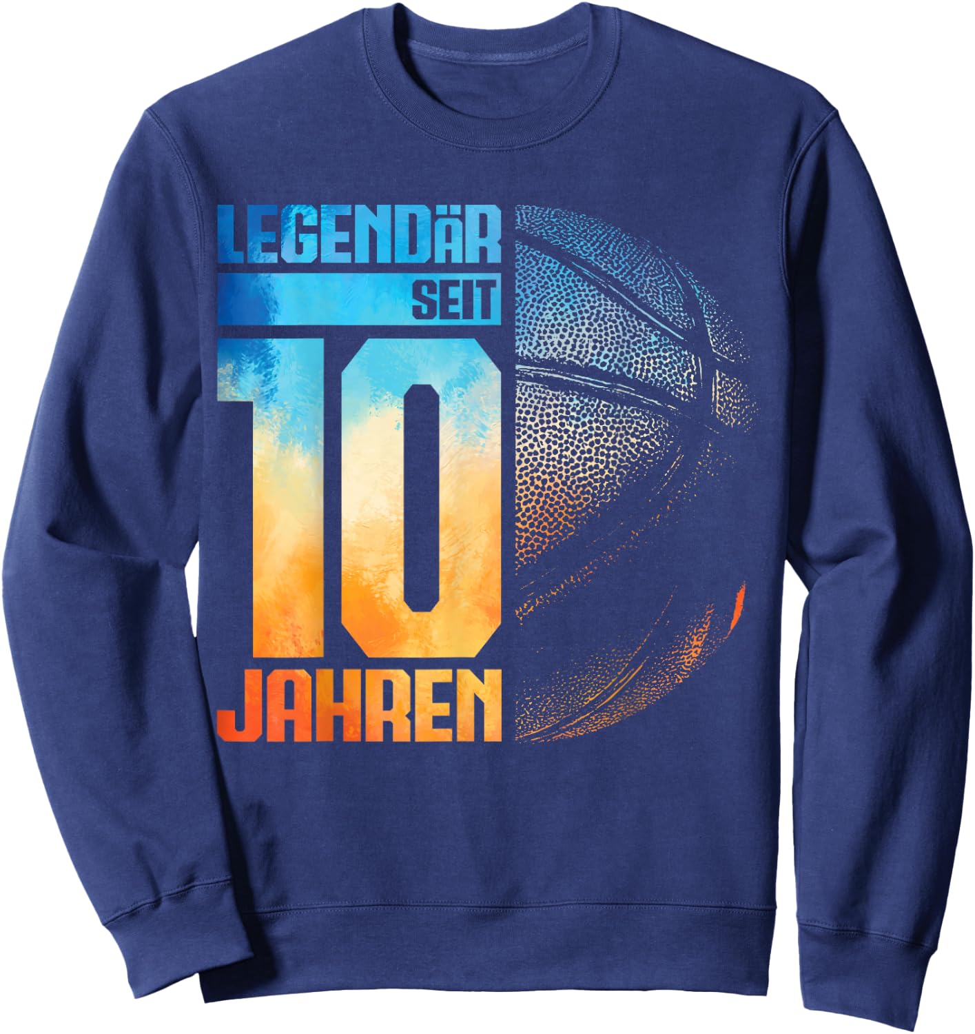 10th Birthday Retro Basketball Player 10 Years Boy Child , black Sweatshirt - Sweatshirt | Navy