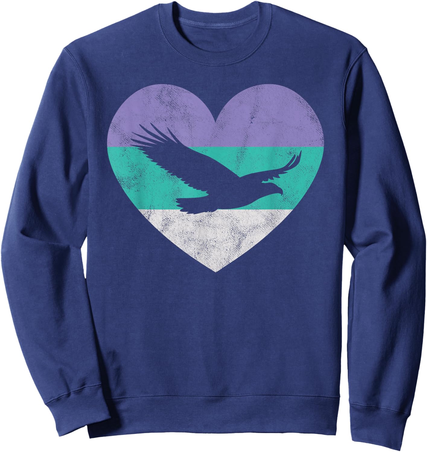 Animal Pet Shirts And Retro Vintage Gifts Women's Black Bald Eagle Heart Sweatshirt - Sweatshirt | Navy