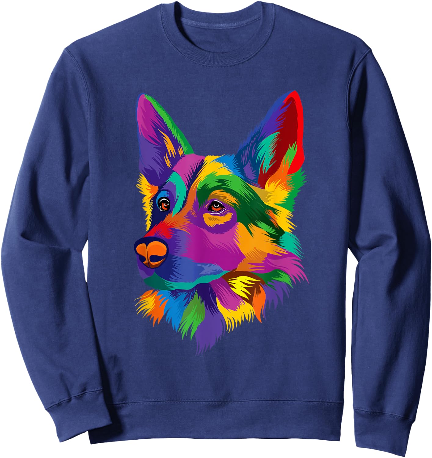 Colorful German Shepherd Pop Art - Dog Lover Pet Owner Sweatshirt - Sweatshirt | Navy