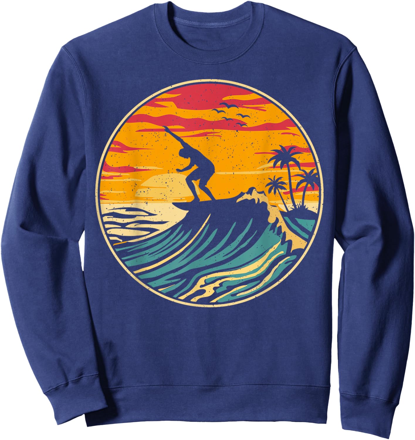 Beach Surfing Surfboard Vintage Surfer Retro Beach Surf Sweatshirt - Sweatshirt | Navy