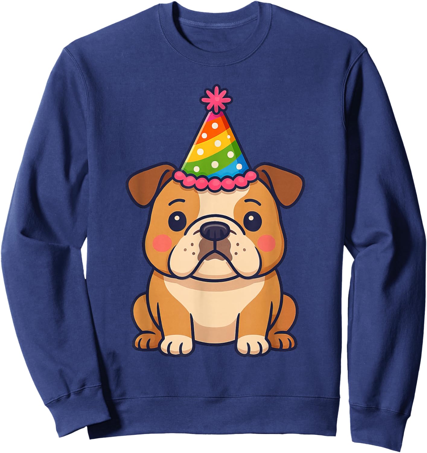 Anime Kawaii English Bulldog Dog Birthday Party Hat Sweatshirt - Sweatshirt | Navy