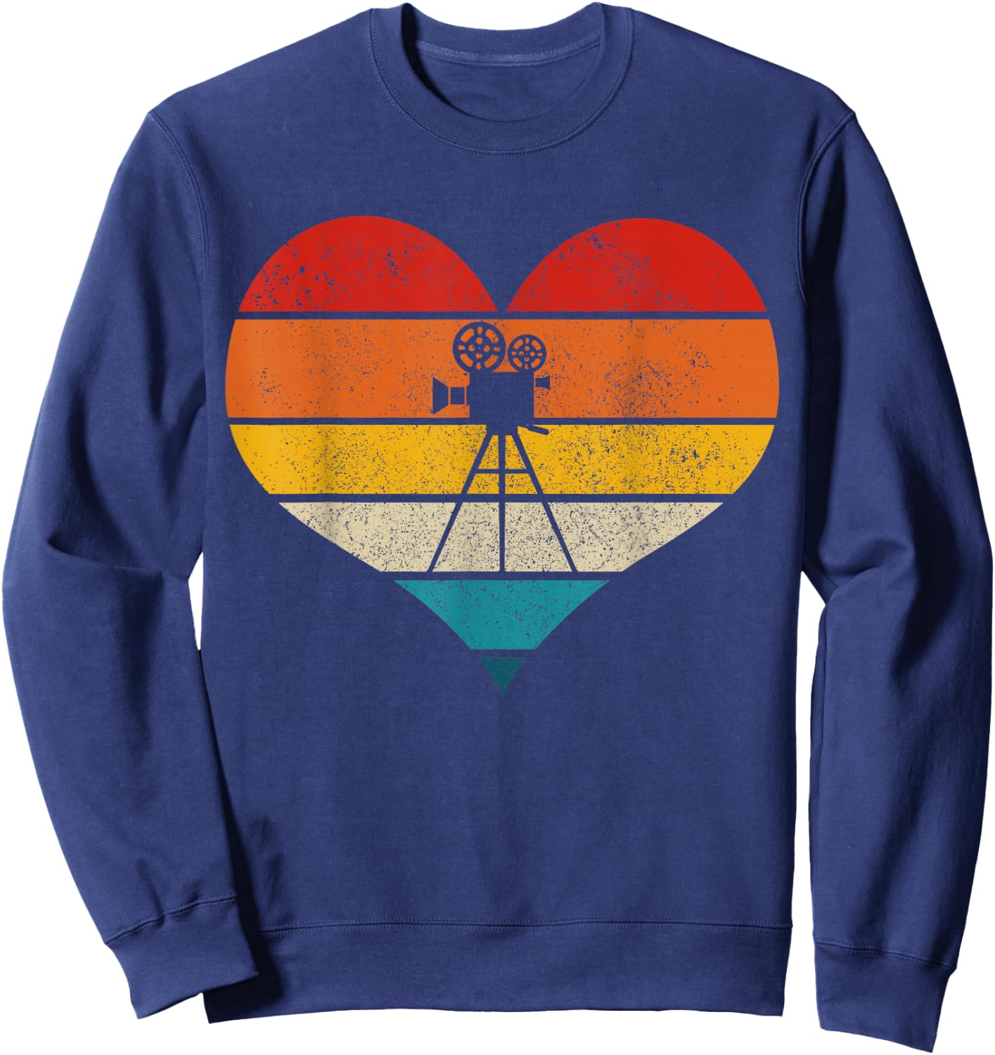 Film Director Filmmaker Camera Vintage Heart Gift Sweatshirt - Sweatshirt | Navy