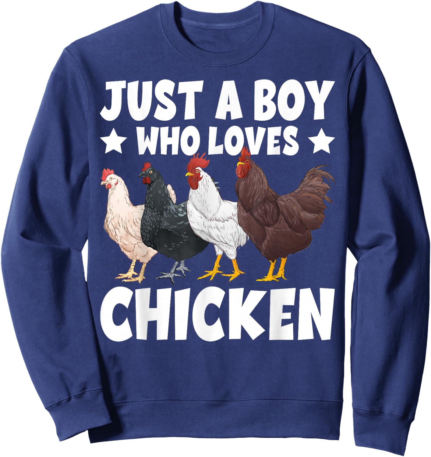 Just A Boy Who Loves Chickens Farm Lover Cute Chicken Buffs Sweatshirt - Sweatshirt | Navy
