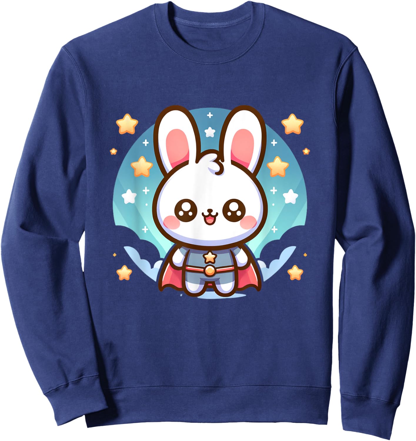 Cute Fluffy Super Hero Bunny Superhero Rabbit Sweatshirt - Sweatshirt | Navy
