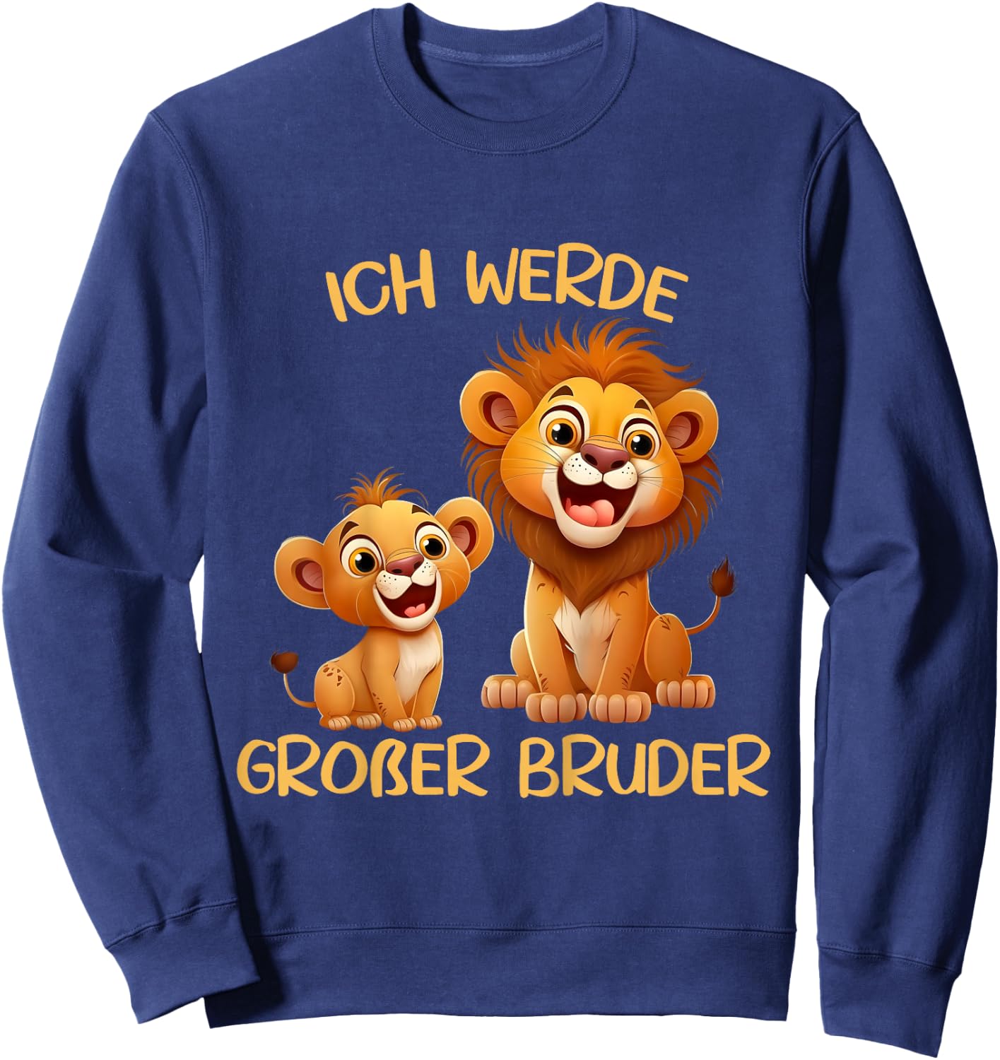 Children's with German Text "Ich werde großer Bruder zwei Löwen Baby" [German Language, black Sweatshirt - Sweatshirt | Navy