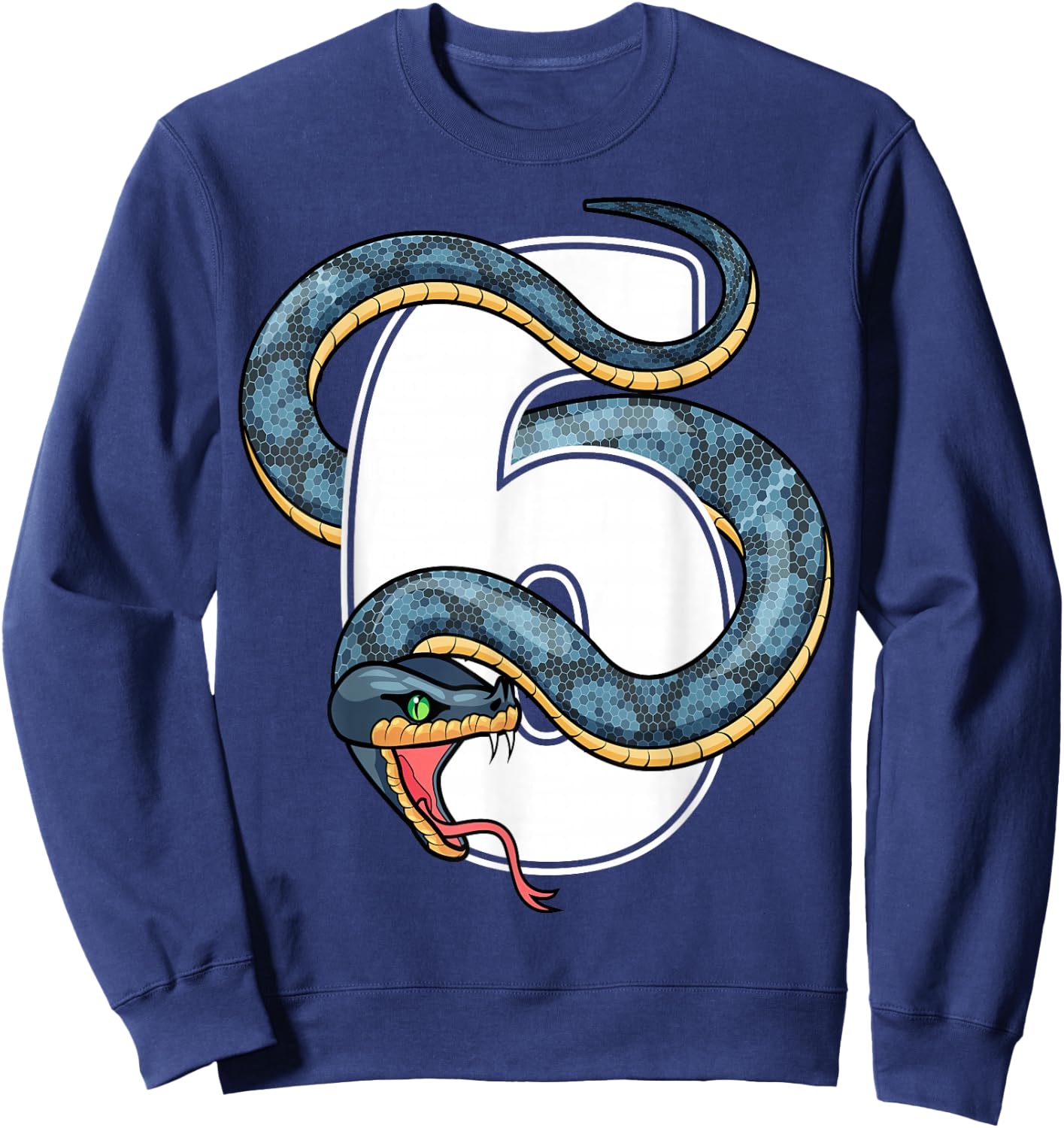 6th Birthday Snake Lover Six 6 Year Old Birthday Boy Girl Sweatshirt - Sweatshirt | Navy
