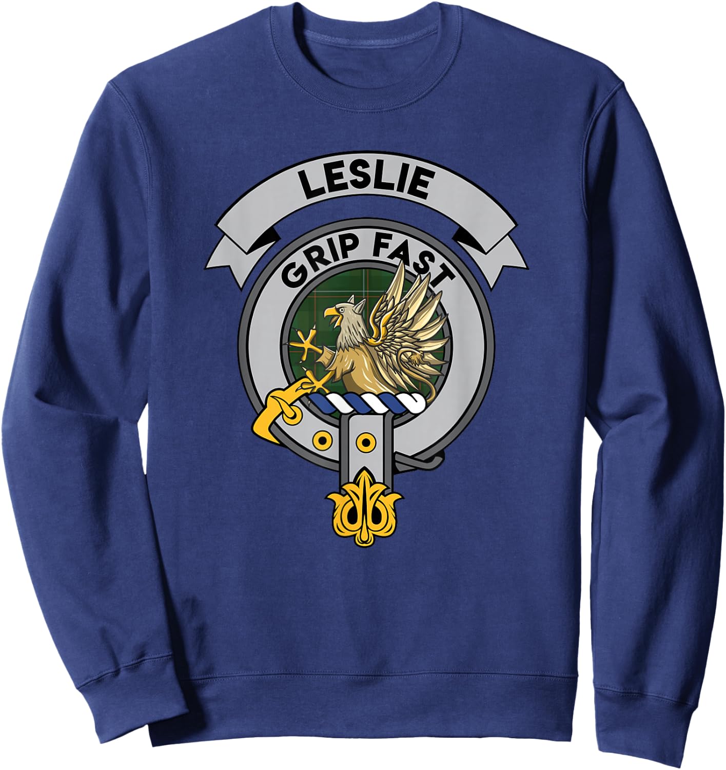Leslie Clan Scottish Tartan Badge Sweatshirt - Sweatshirt | Navy