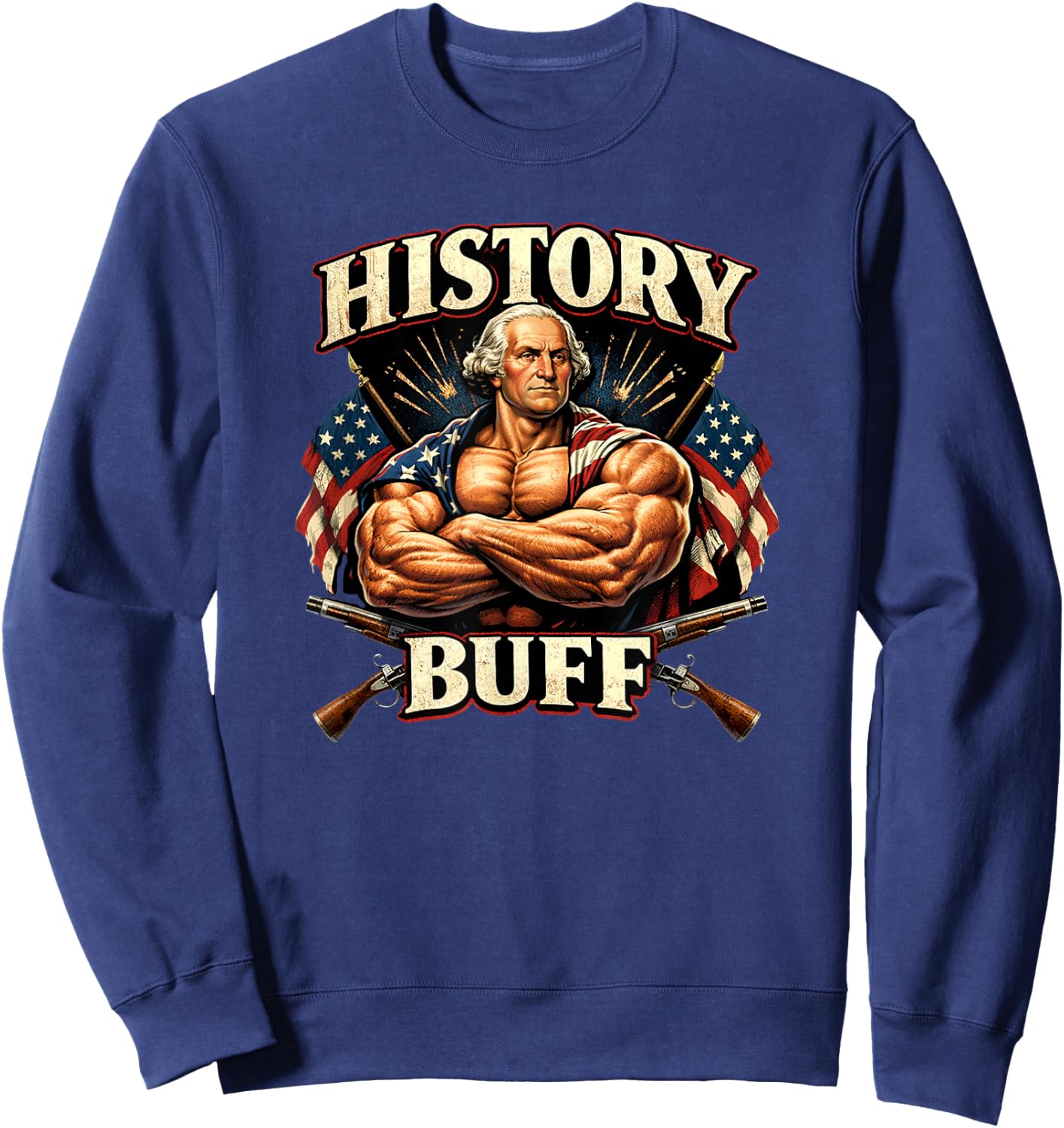 History Buff with George Washington Sweatshirt - Sweatshirt | Navy