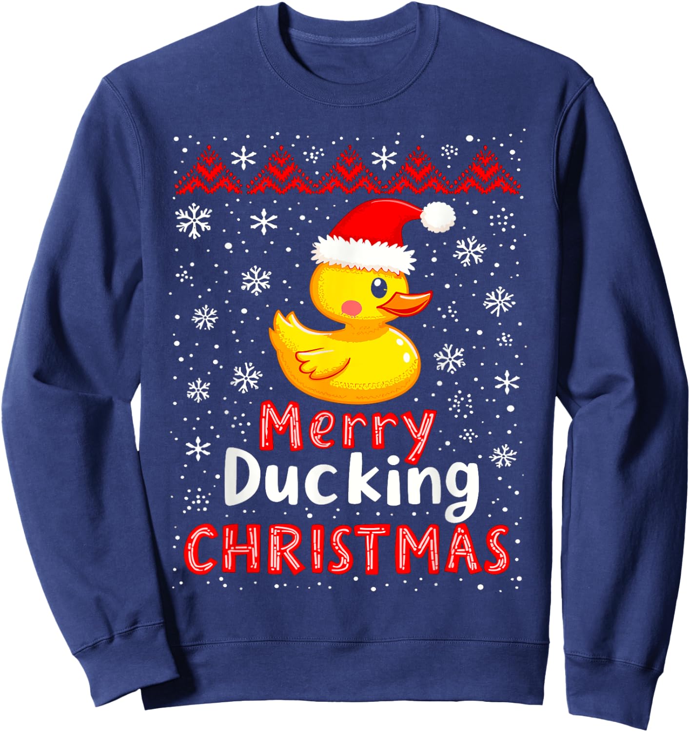 Merry Ducking Christmas Ugly Duck Christmas Sweater Jumper Sweatshirt - Sweatshirt | Navy