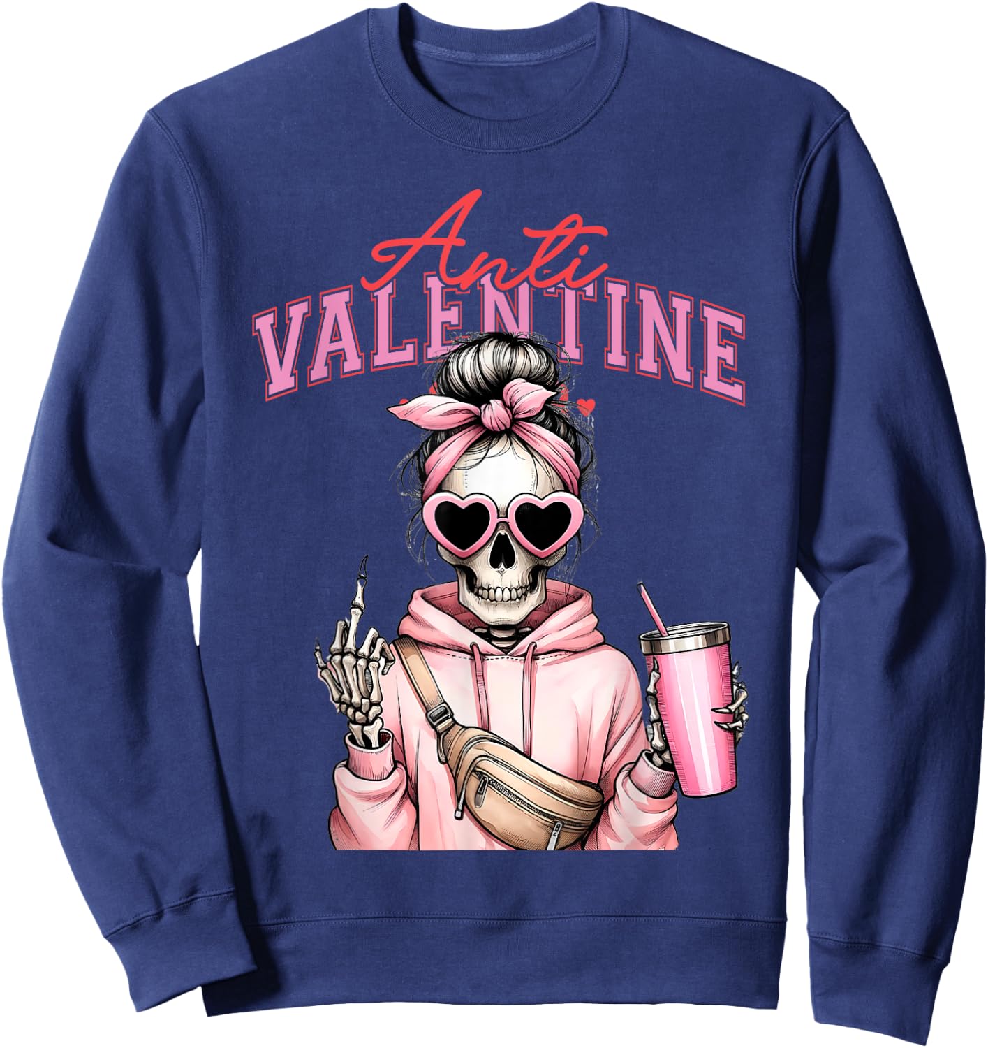 Funny Anti-Valentine's Day , black Sweatshirt - Sweatshirt | Navy