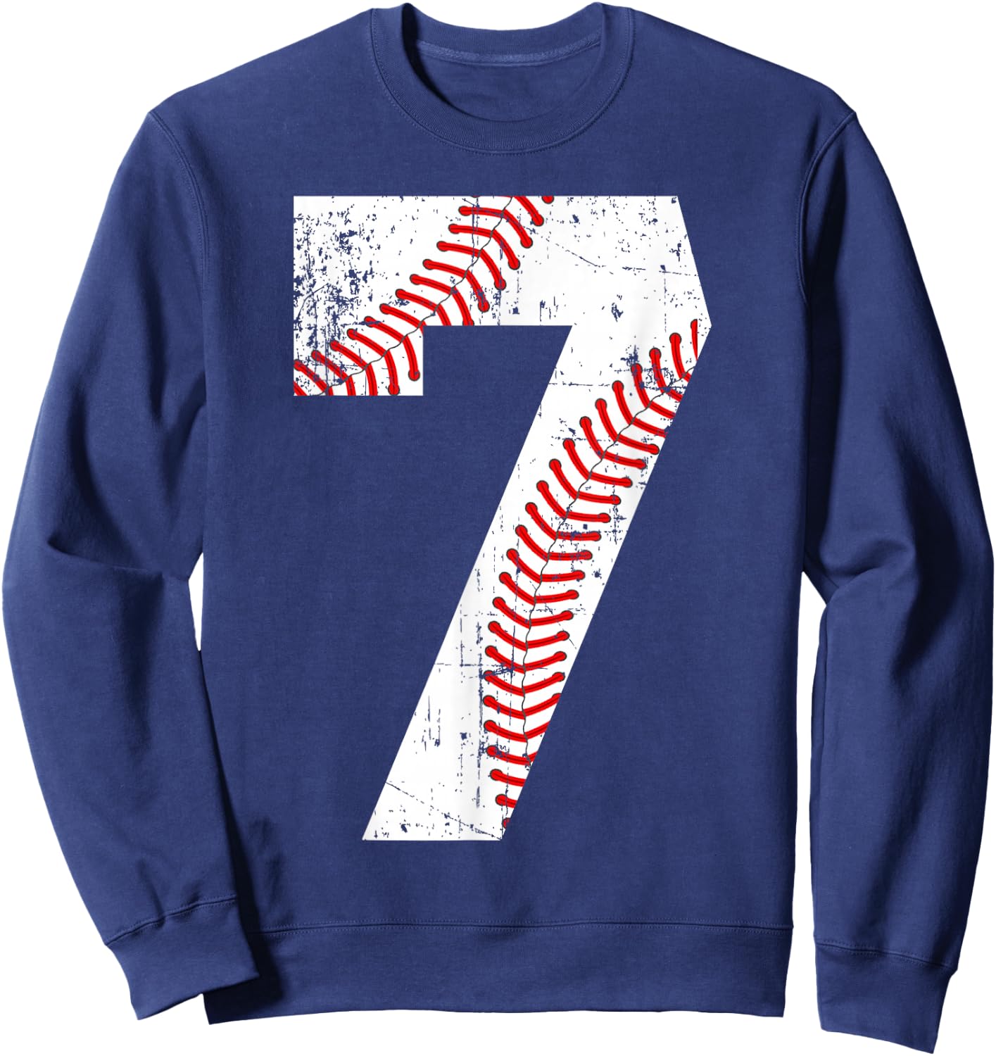 Vintage Baseball 7 Jersey Number Sweatshirt - Sweatshirt | Navy