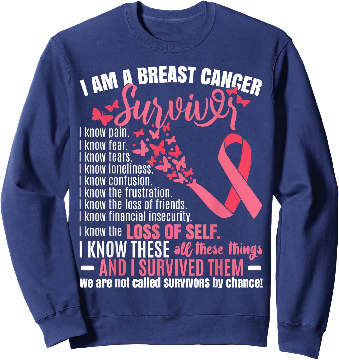 I Am A Breast Cancer Survivor Sweatshirt - Sweatshirt | Navy