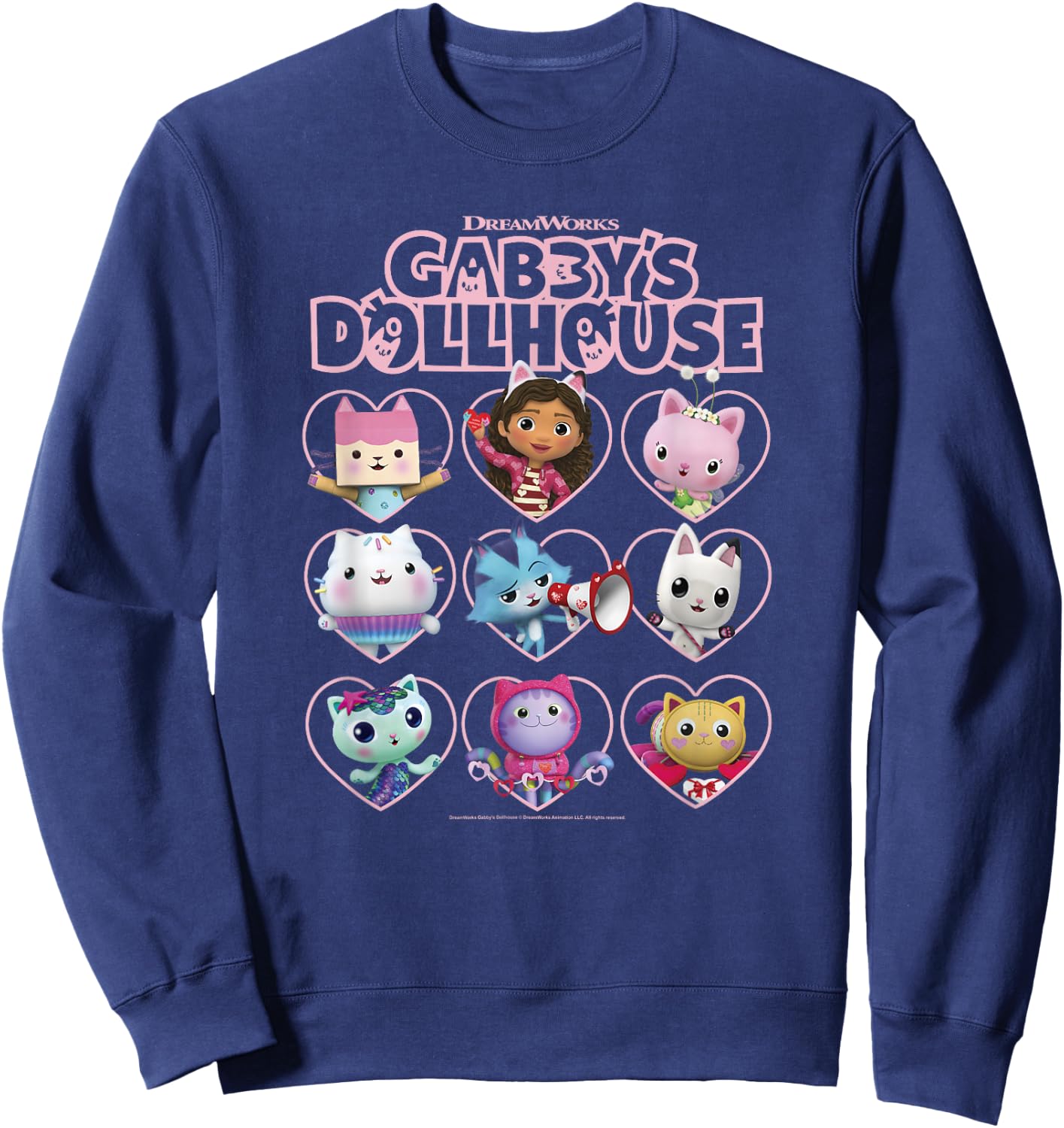 Children's DreamWorks Gabby's Dollhouse Valentine's Day Group Shot , black Sweatshirt - Sweatshirt | Navy