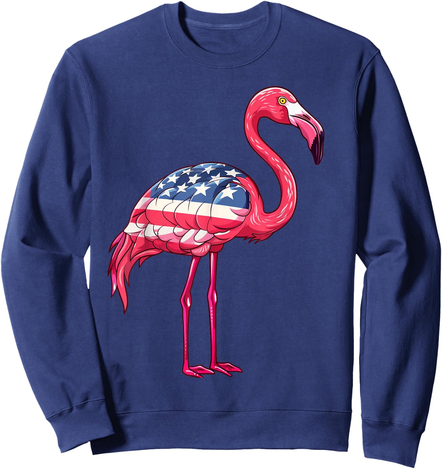 Flamingos American Flag 4th of July Flamingos Gifts Women Sweatshirt - Sweatshirt | Navy