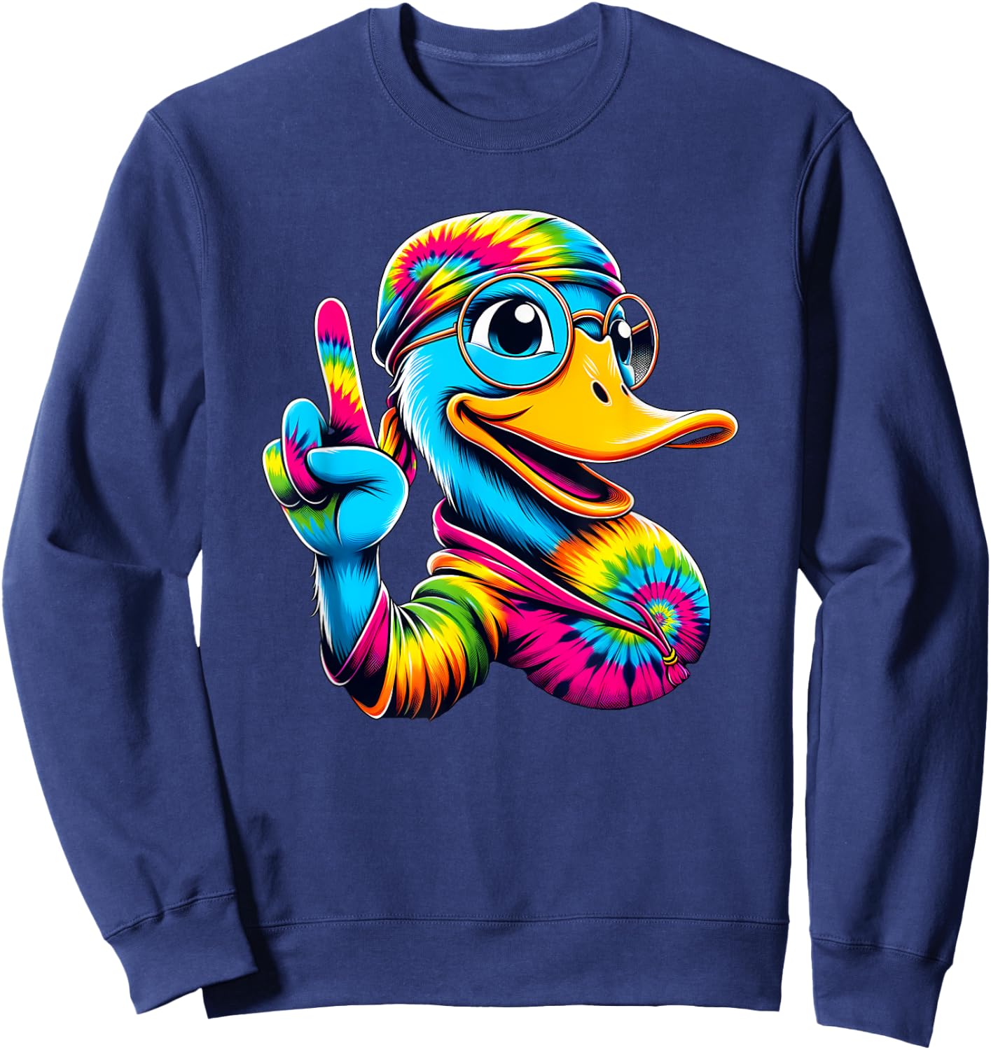 Peace Sign Tie Dye Duck Sweatshirt - Sweatshirt | Navy