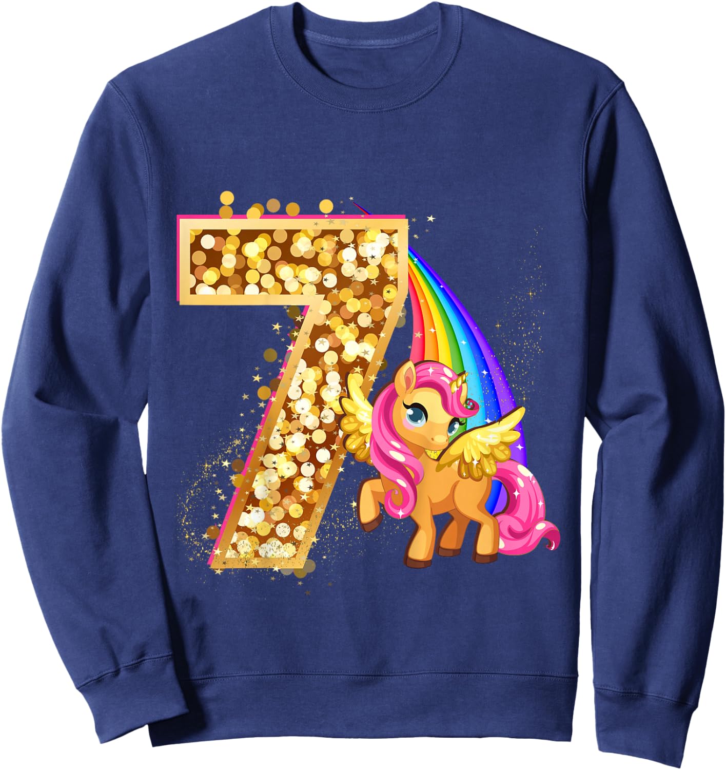 "Ich Bin 7" süßes Einhorn Geburtstag für Mädchen Sweatshirt - Sweatshirt | Navy