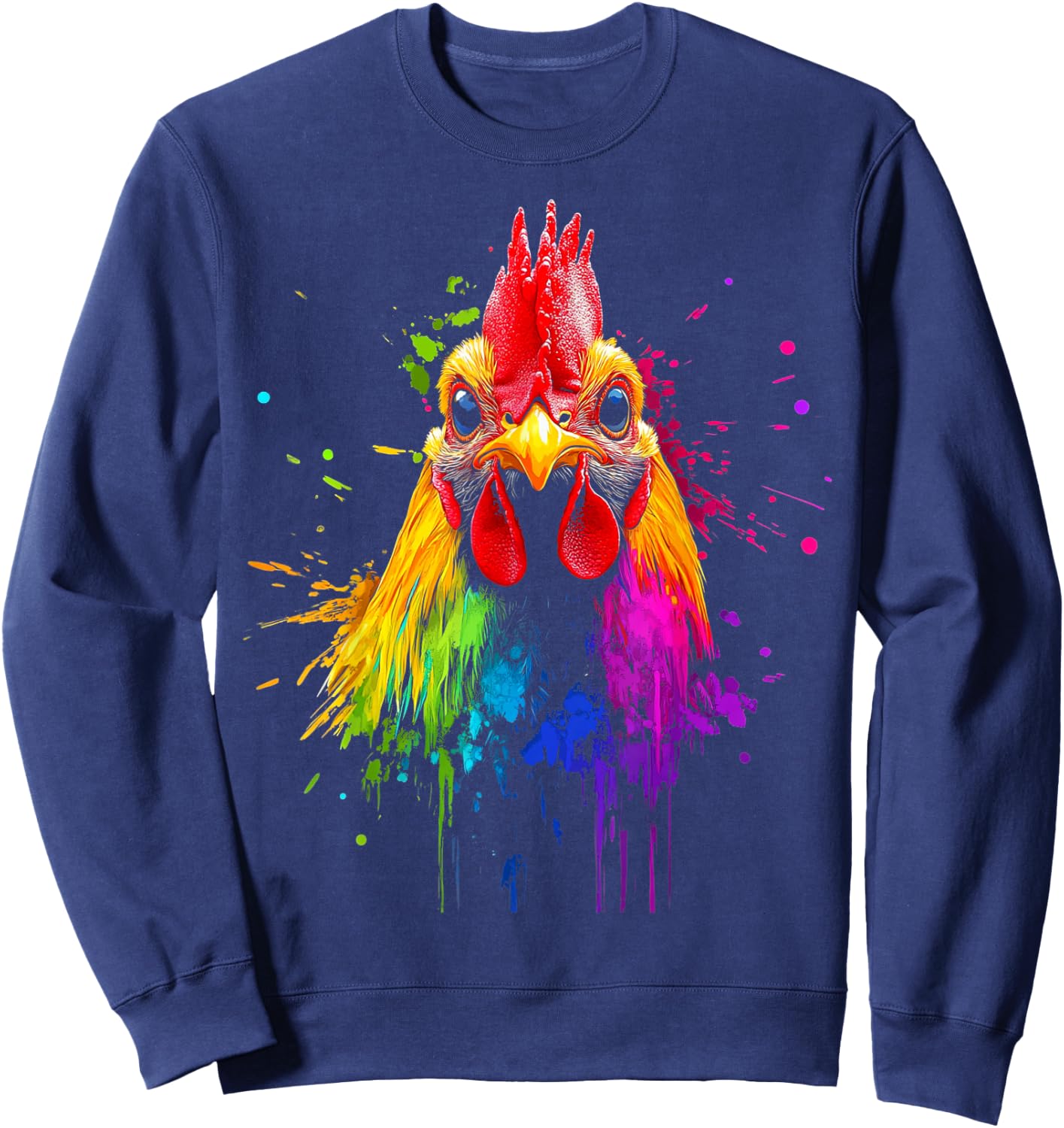Design With A Rooster On It Rainbow Rooster On A Sweatshirt - Sweatshirt | Navy