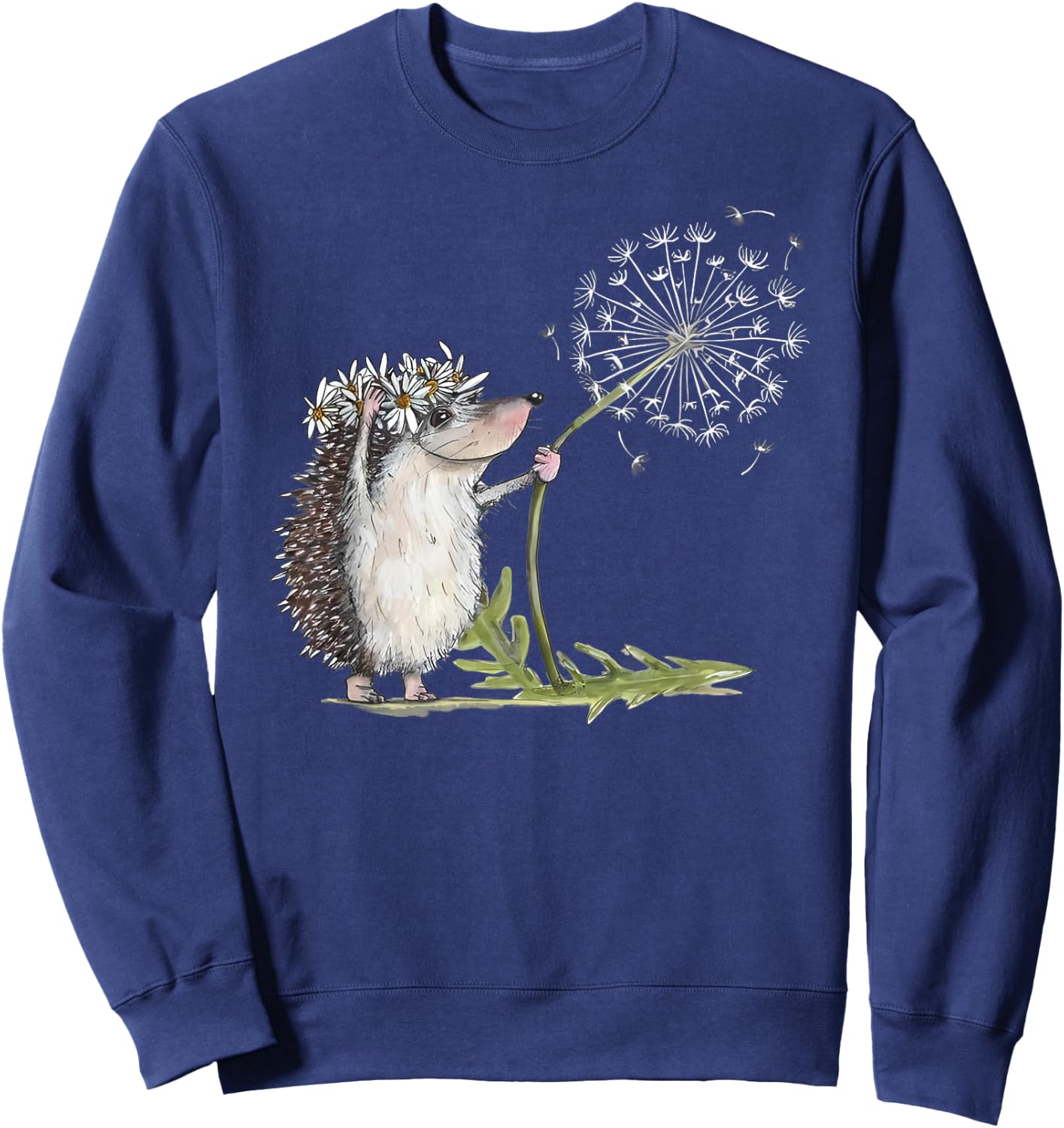 Hedgehog with Dandelion , black Sweatshirt - Sweatshirt | Navy