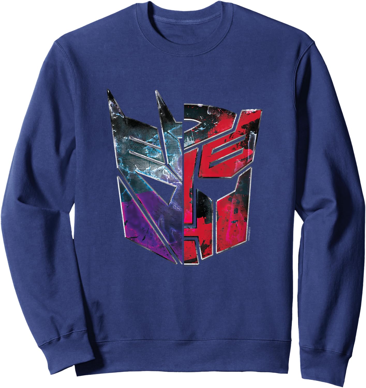 Kinder Transformers Autobot Decepticon Split Face Faded Logo Sweatshirt - Sweatshirt | Navy