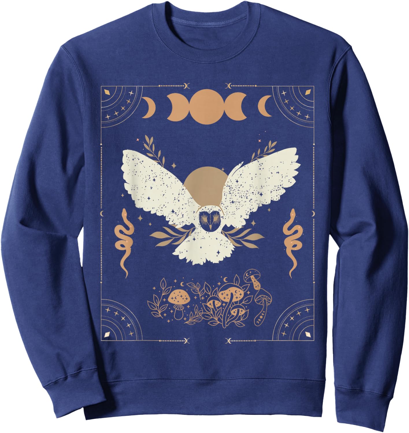 Dark Academia Aesthetic Celestial Boho Tarot Witchy Owl Sweatshirt - Sweatshirt | Navy