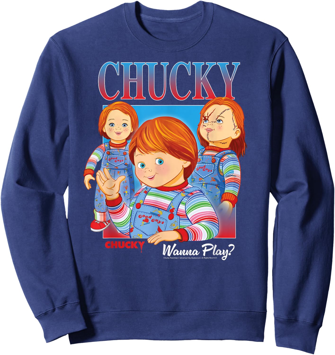 Chucky Wanna Play Vintage , Black, S Sweatshirt - Sweatshirt | Navy