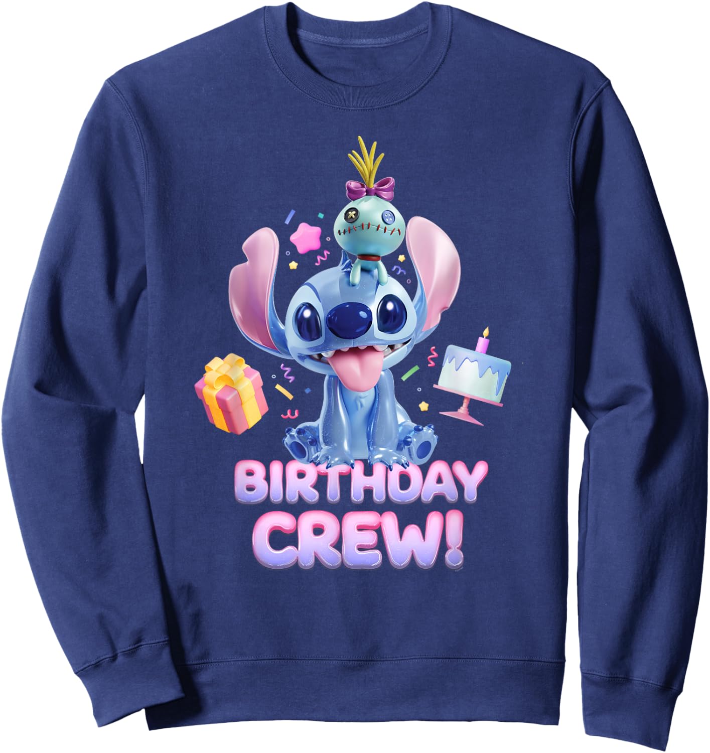 Disney Lilo & Stitch with Scrump Big Shiny Birthday Crew , black Sweatshirt - Sweatshirt | Navy