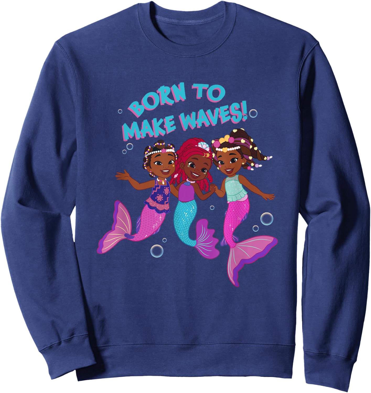 Disney Junior's Ariel Born To Make Waves! Group Shot Sweatshirt - Sweatshirt | Navy