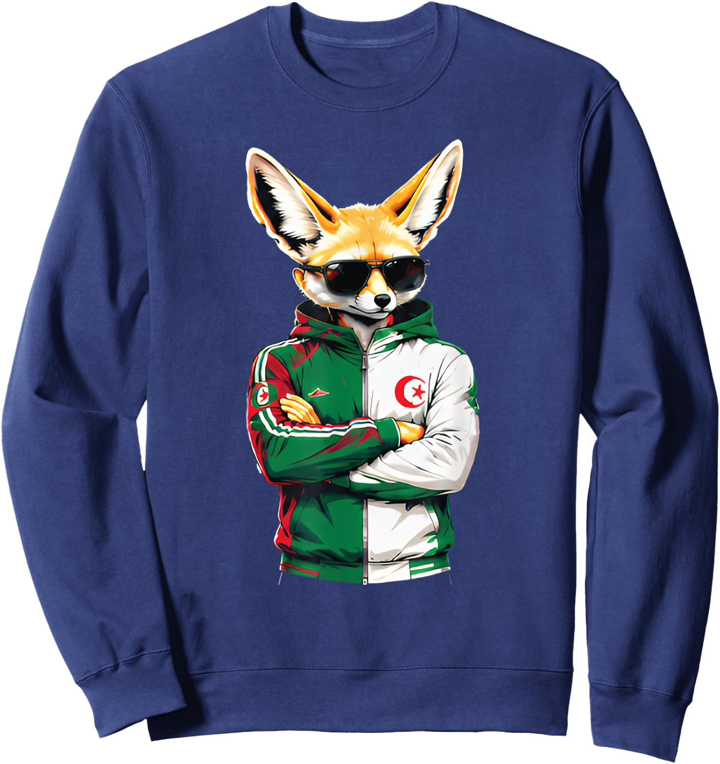 Maillot Fennec Drapeau Algérie Cadeau Foot Algérienne Dz Sweatshirt - Sweatshirt | Navy