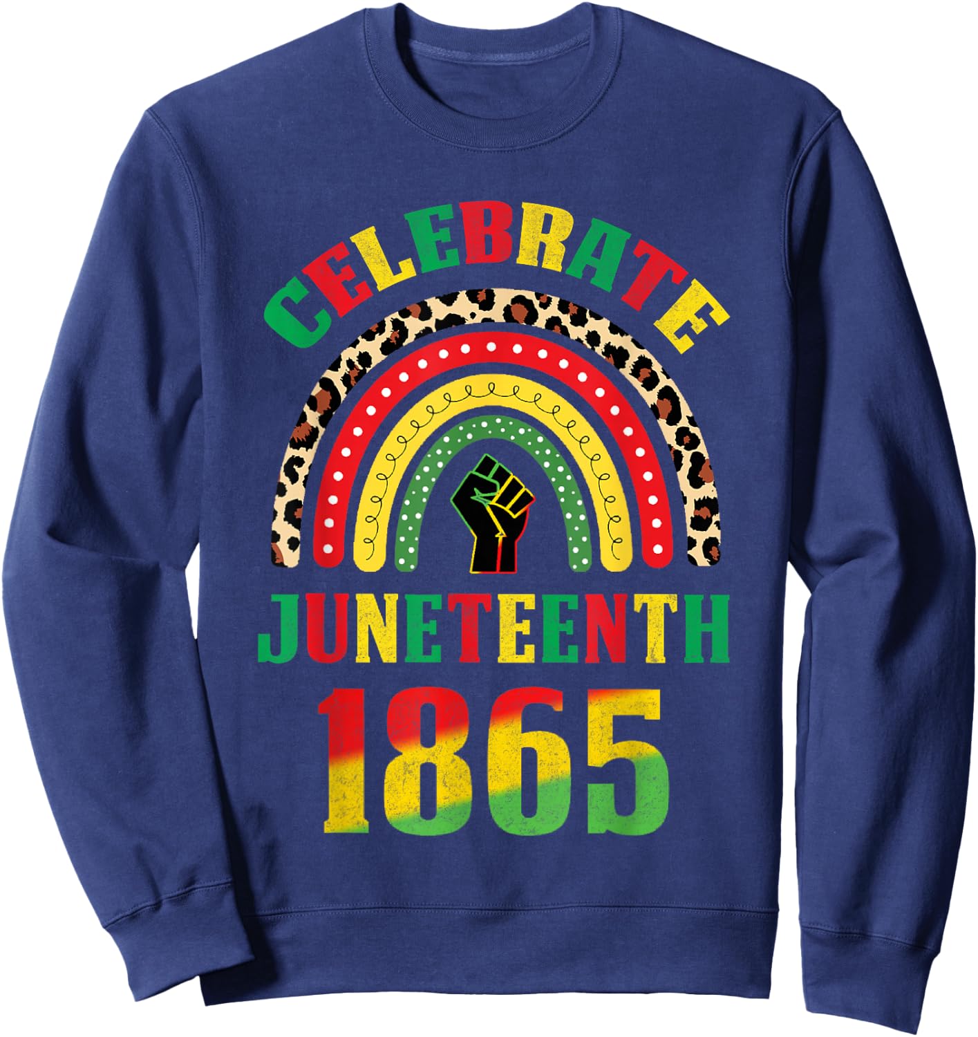 African American Celebration Juneteenth Rainbow Leopard Skin Sweatshirt - Sweatshirt | Navy