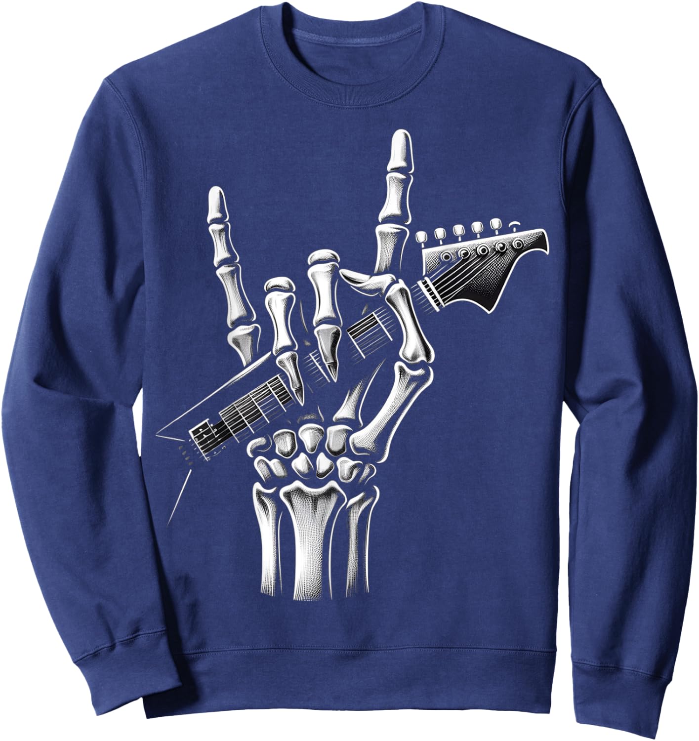 Cool Rock Skeleton Hand Pattern , Black, S Sweatshirt - Sweatshirt | Navy