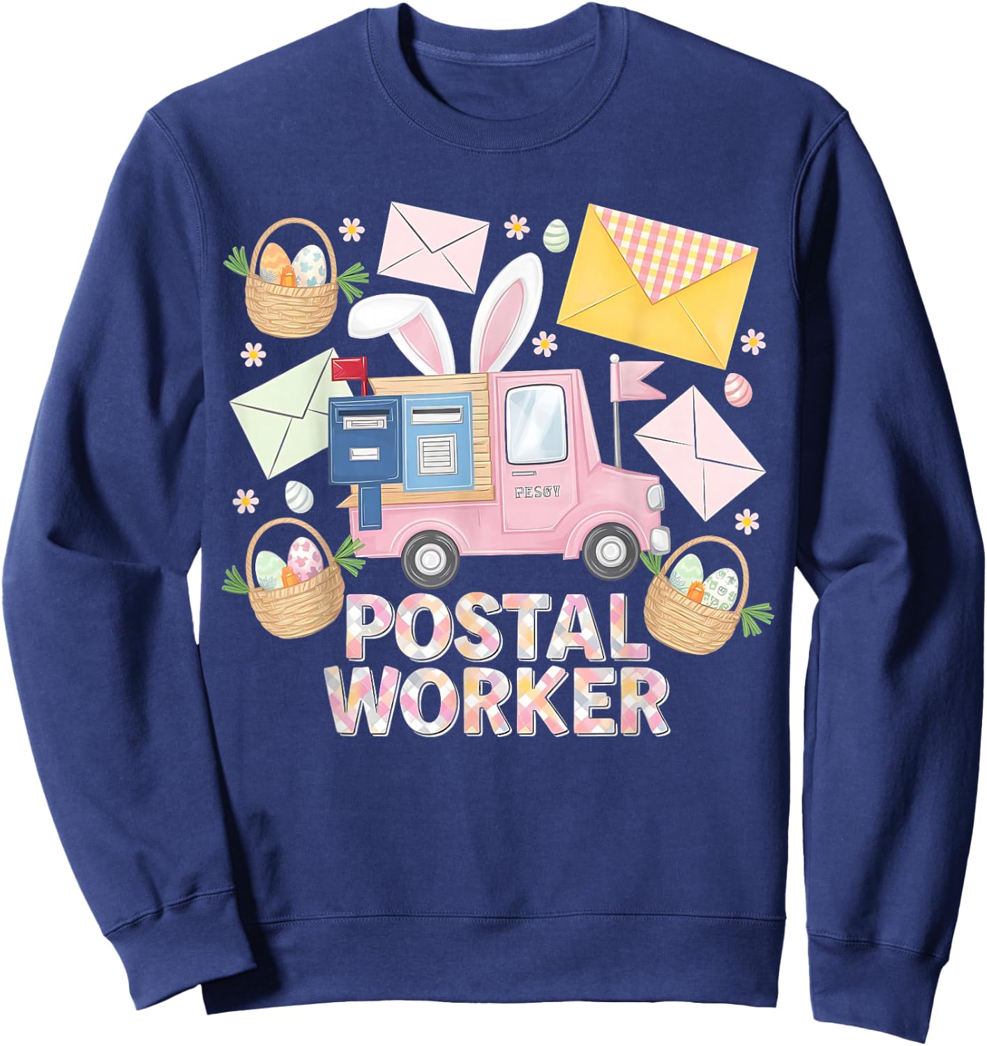 Easter Mail Carrier Bunny Postal Worker Cute Post Office Sweatshirt - Sweatshirt | Navy