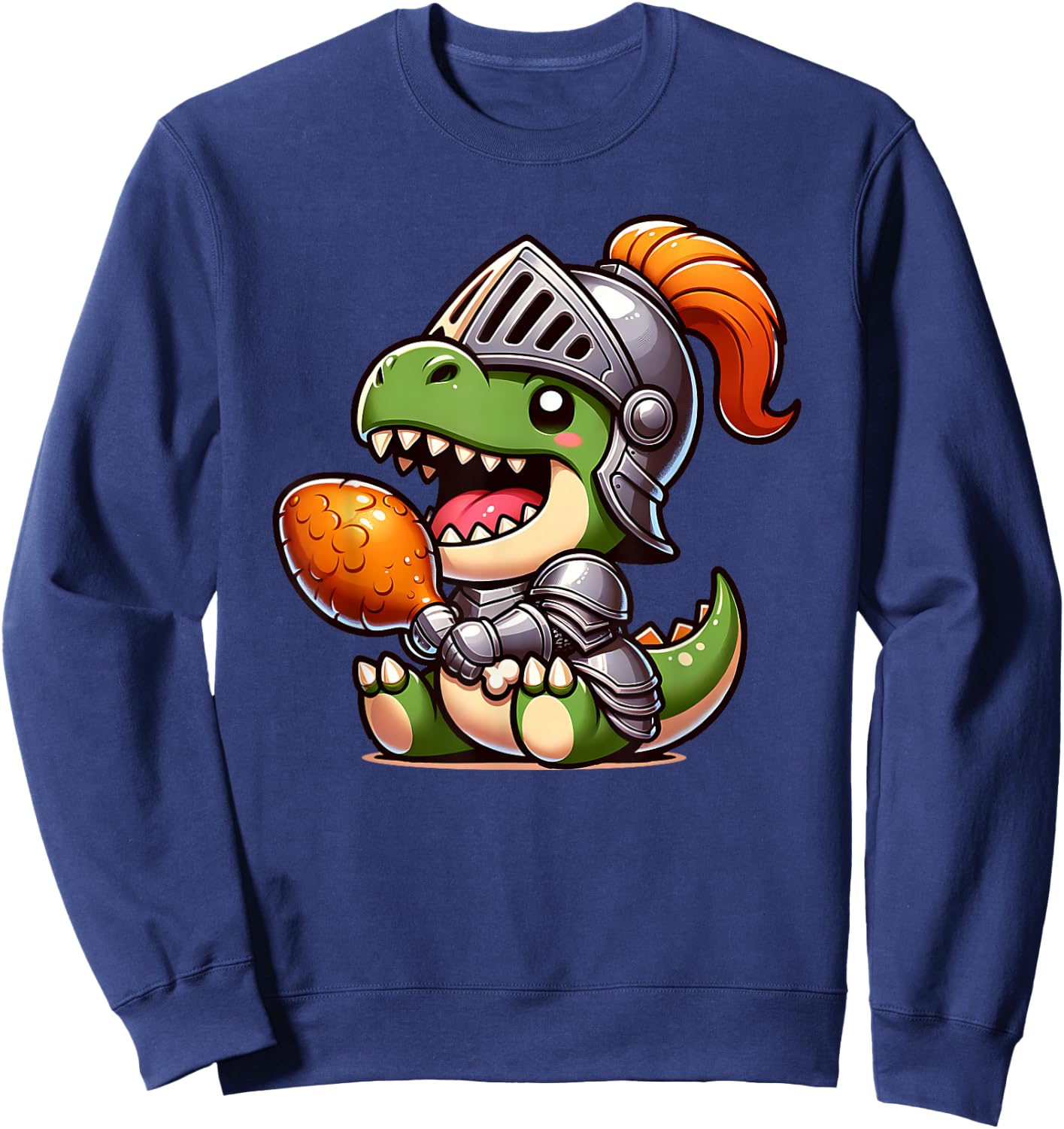 Ren Faire Festival T-Rex Dinosaur Medieval Knight Turkey Leg Sweatshirt - Sweatshirt | Navy