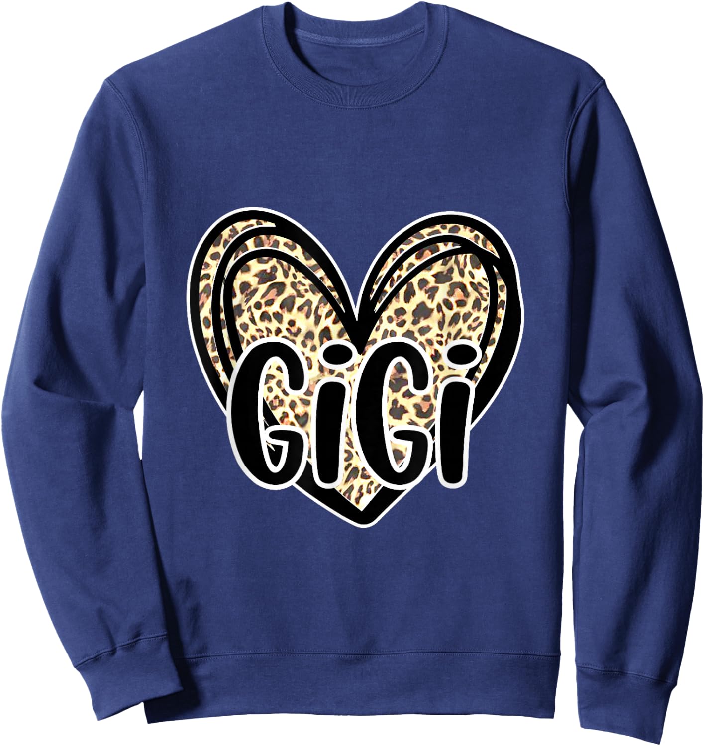 Cute Gigi, Women's Leopard Cheetah Print Heart Grandmother Sweatshirt - Sweatshirt | Navy