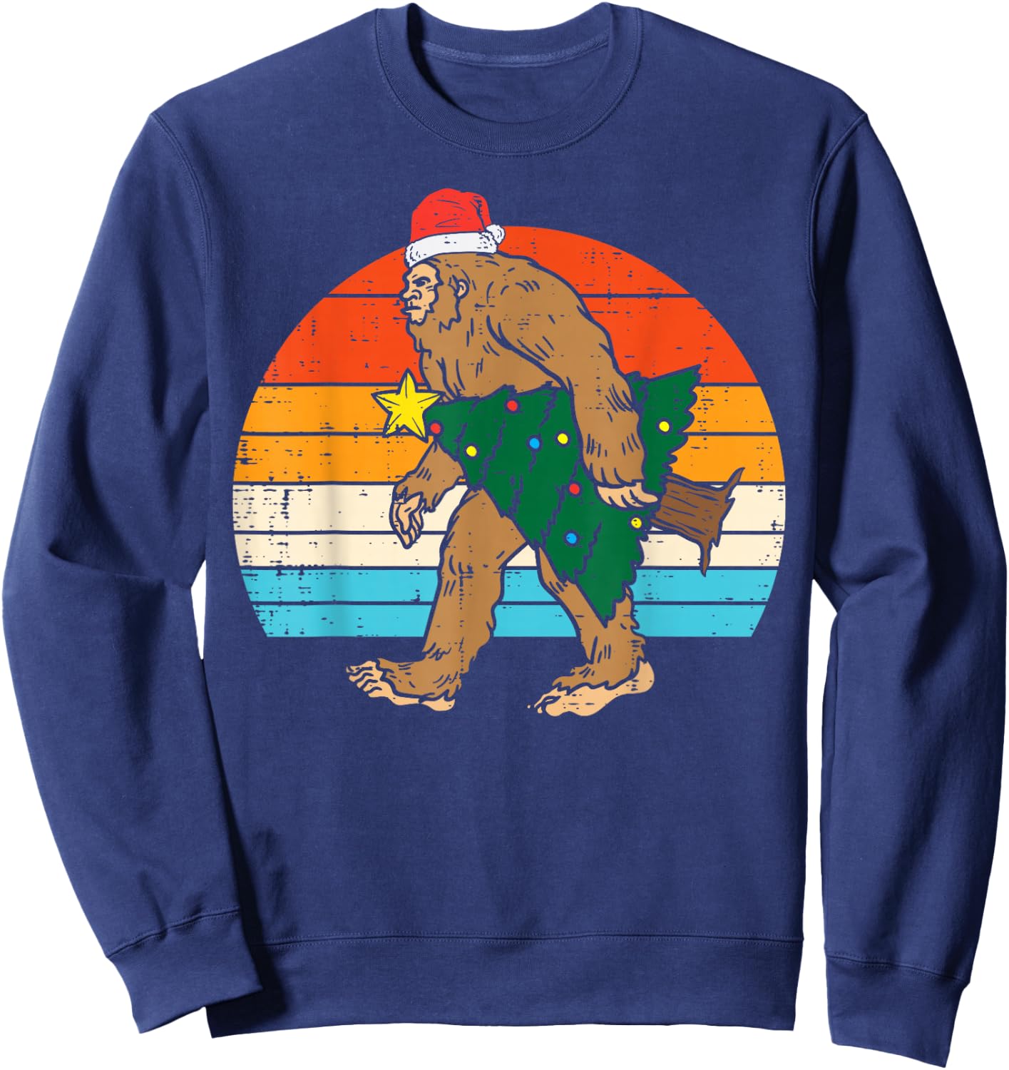 Bigfoot Sasquatch Christmas Tree Funny Xmas Men Sweatshirt - Sweatshirt | Navy