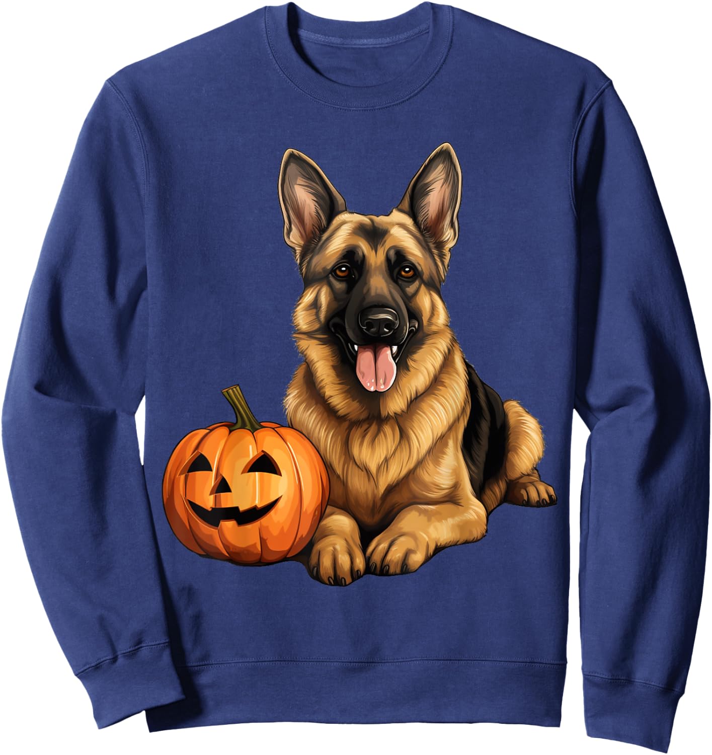 German Shepherd Dog Pumpkin Lazy Halloween Party Costume Sweatshirt - Sweatshirt | Navy