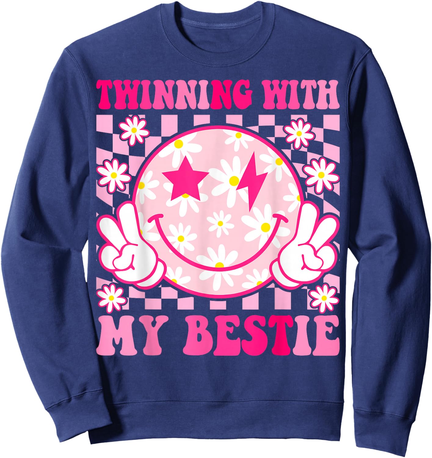 Groovy Twinning with My Bestie Spirit Week Friends Sweatshirt - Sweatshirt | Navy