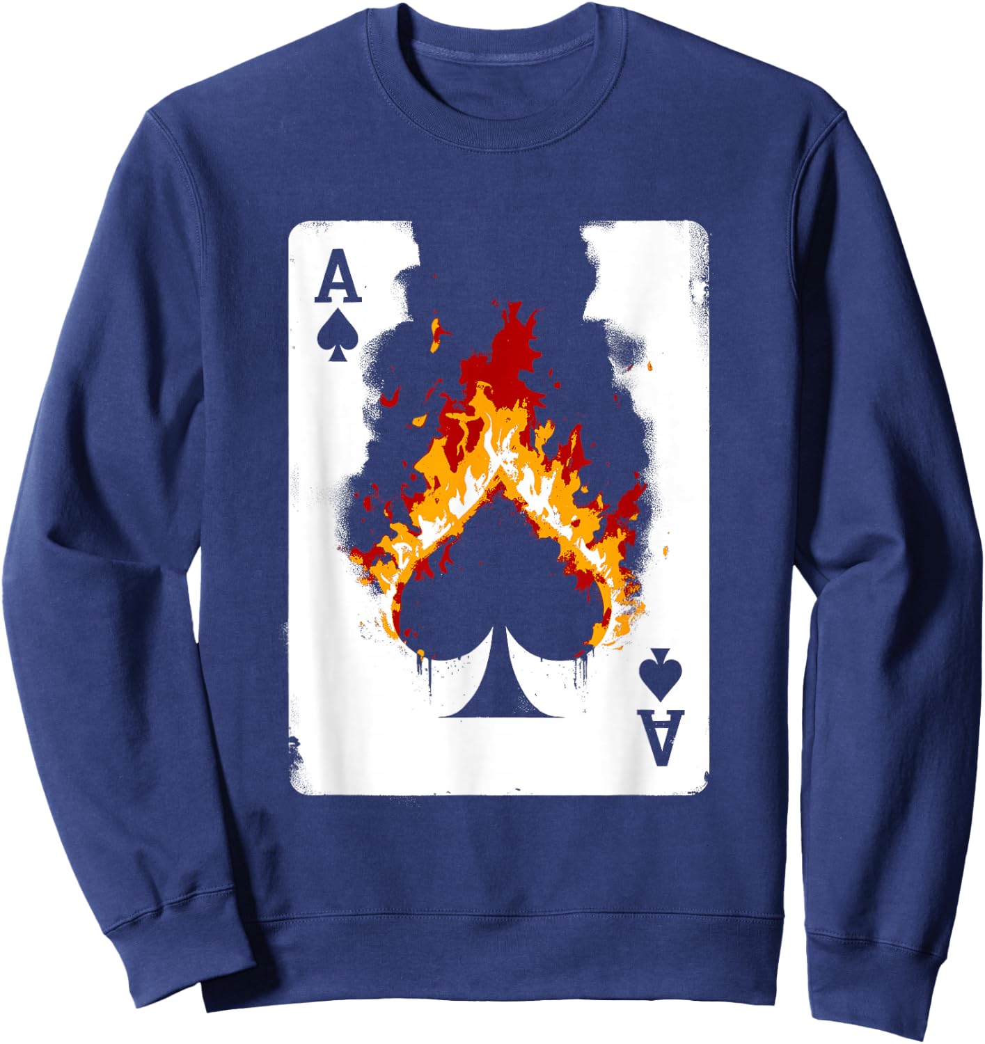 Burning Ace Of Spades - Vintage Favorite Card Game Lover Sweatshirt - Sweatshirt | Navy